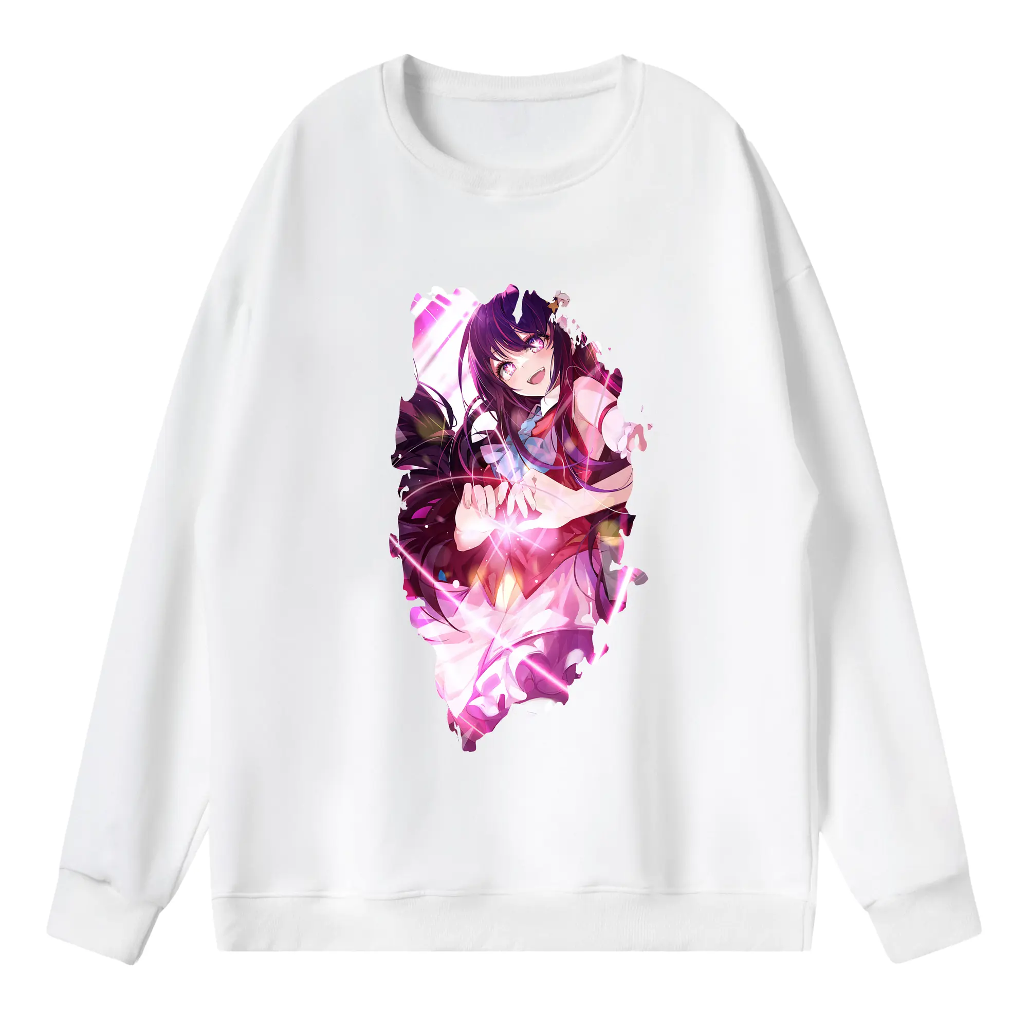 推しの子 グッズ,星野アイ - 薄手 クルーネック スウェット 裏毛260g · ポリエステル 春秋向け カジュアル 男女兼用 · トレーナー デイリー スポーツ 散歩に最適