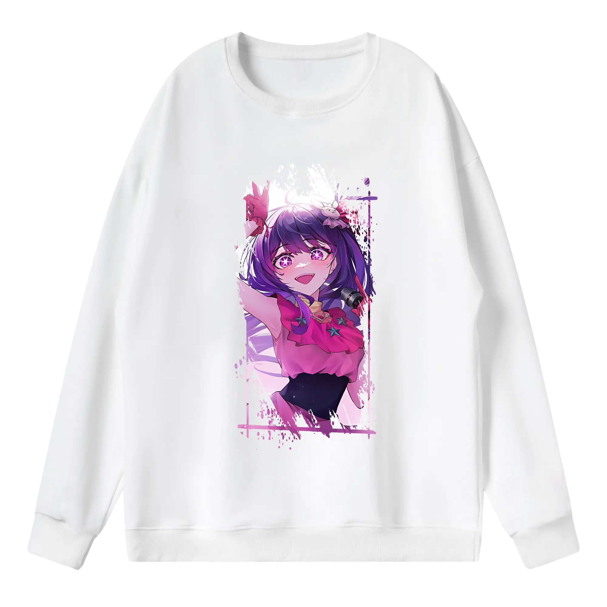 推しの子 グッズ,星野アイ - 薄手 クルーネック スウェット 裏毛260g · ポリエステル 春秋向け カジュアル 男女兼用 · トレーナー デイリー スポーツ 散歩に最適