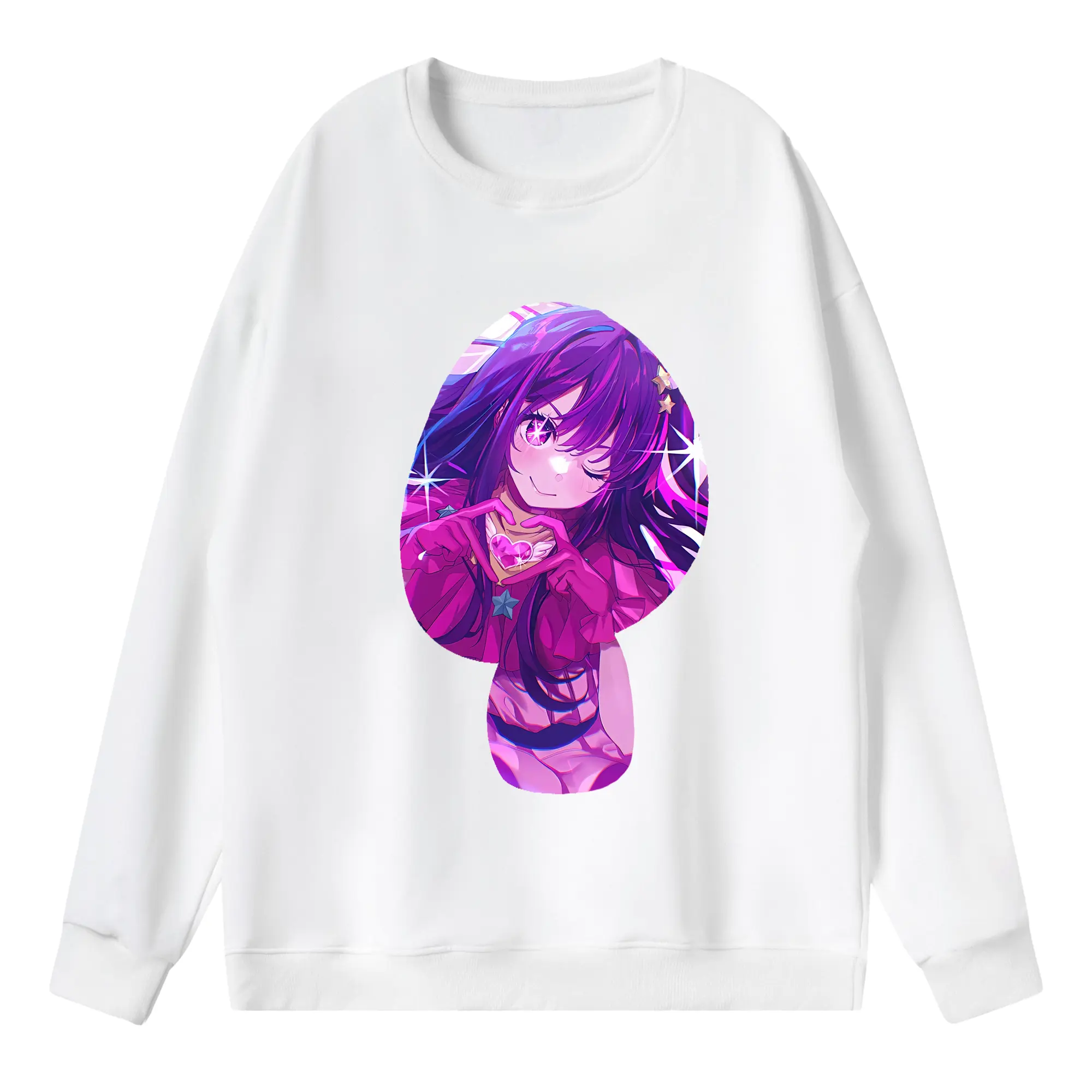 推しの子 グッズ,星野アイ - 薄手 クルーネック スウェット 裏毛260g · ポリエステル 春秋向け カジュアル 男女兼用 · トレーナー デイリー スポーツ 散歩に最適