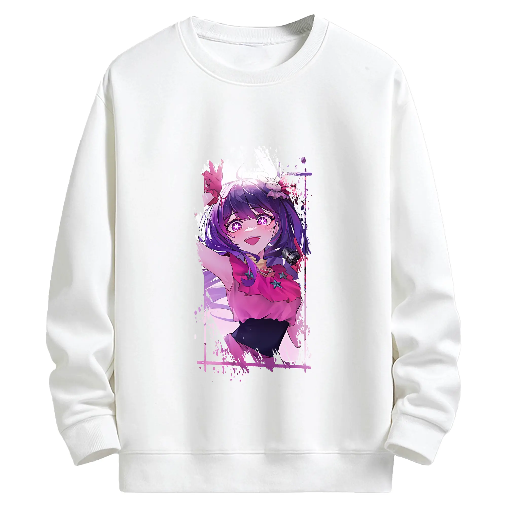 推しの子 グッズ,星野アイ - キッズ クルーネックスウェットシャツ ・ フロントプリント ・ 綿80％ ポリエステル20％ ・ 快適 通学 スポーツ 日常使い お散歩用