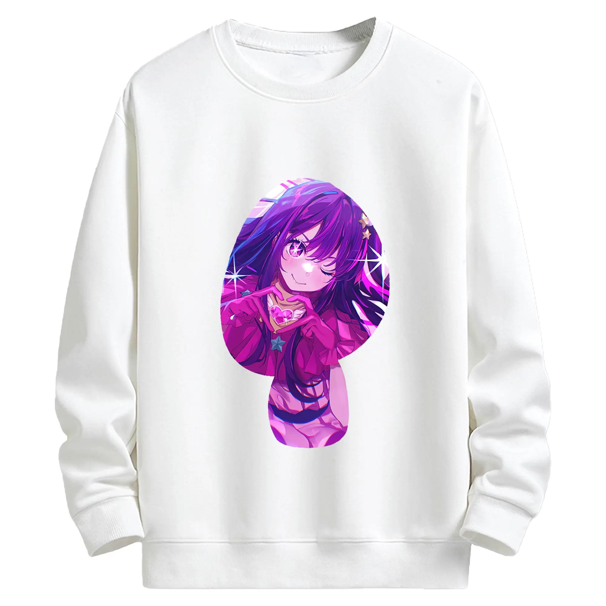 推しの子 グッズ,星野アイ - キッズ クルーネックスウェットシャツ ・ フロントプリント ・ 綿80％ ポリエステル20％ ・ 快適 通学 スポーツ 日常使い お散歩用