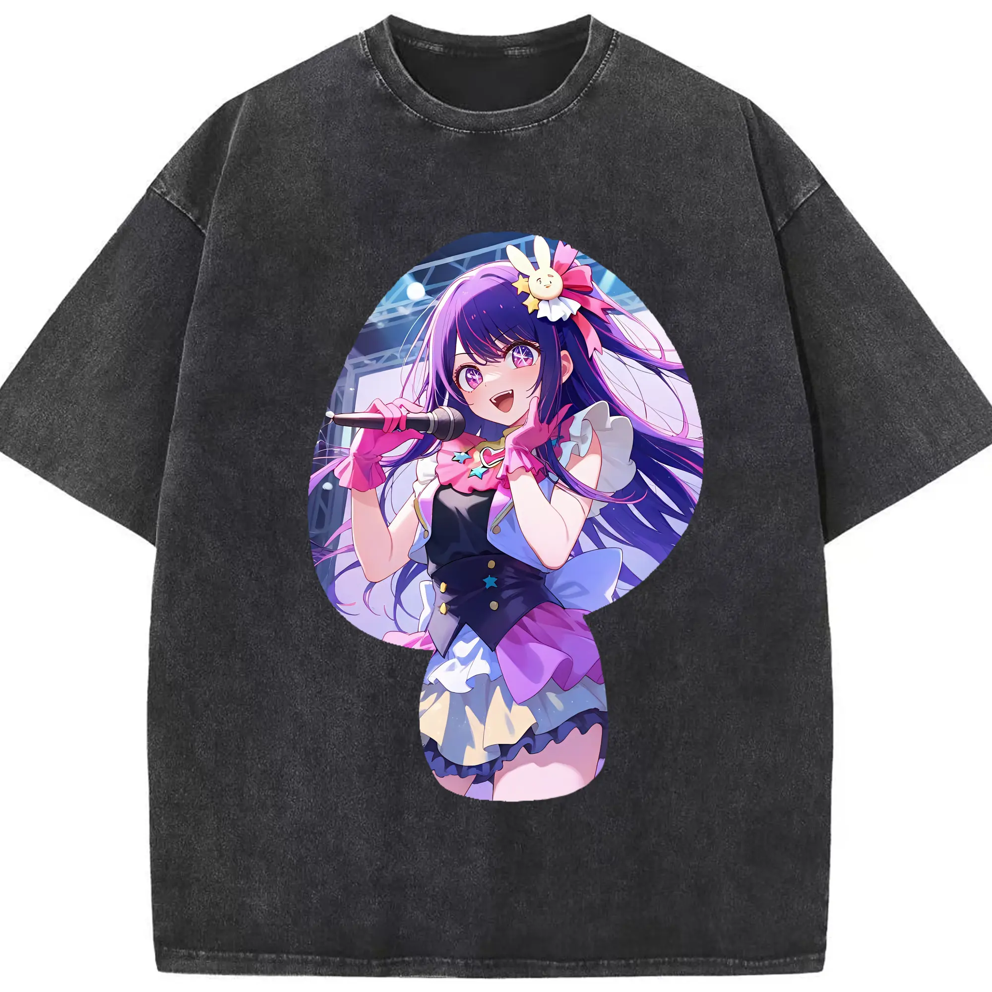推しの子 グッズ,星野アイ - 綿100％ ヴィンテージ風 半袖Tシャツ ・ フロントプリント ・ 柔らか肌触り ・ 通気性 快適 ・ スポーツ カジュアル 外出用