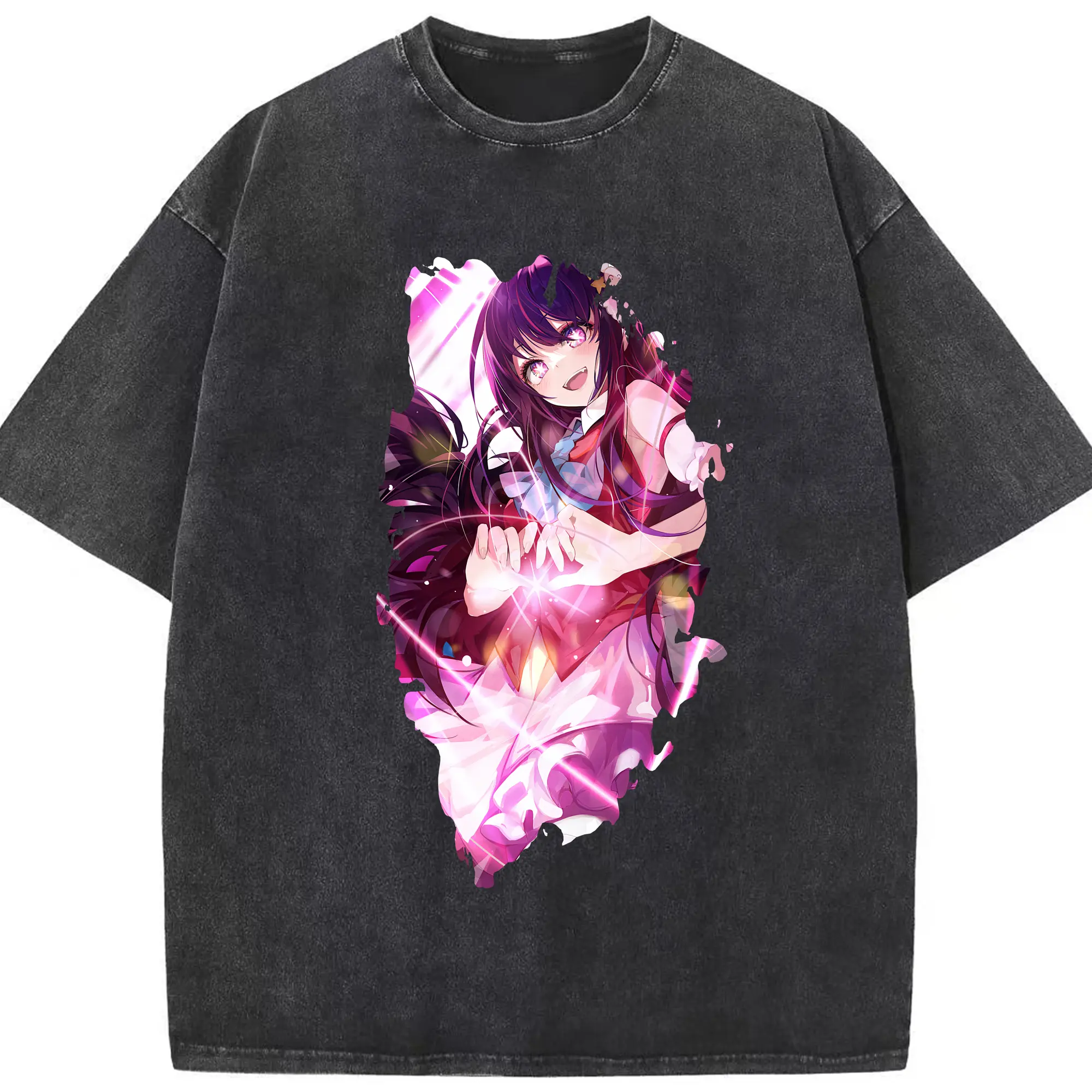 推しの子 グッズ,星野アイ - 綿100％ ヴィンテージ風 半袖Tシャツ ・ フロントプリント ・ 柔らか肌触り ・ 通気性 快適 ・ スポーツ カジュアル 外出用