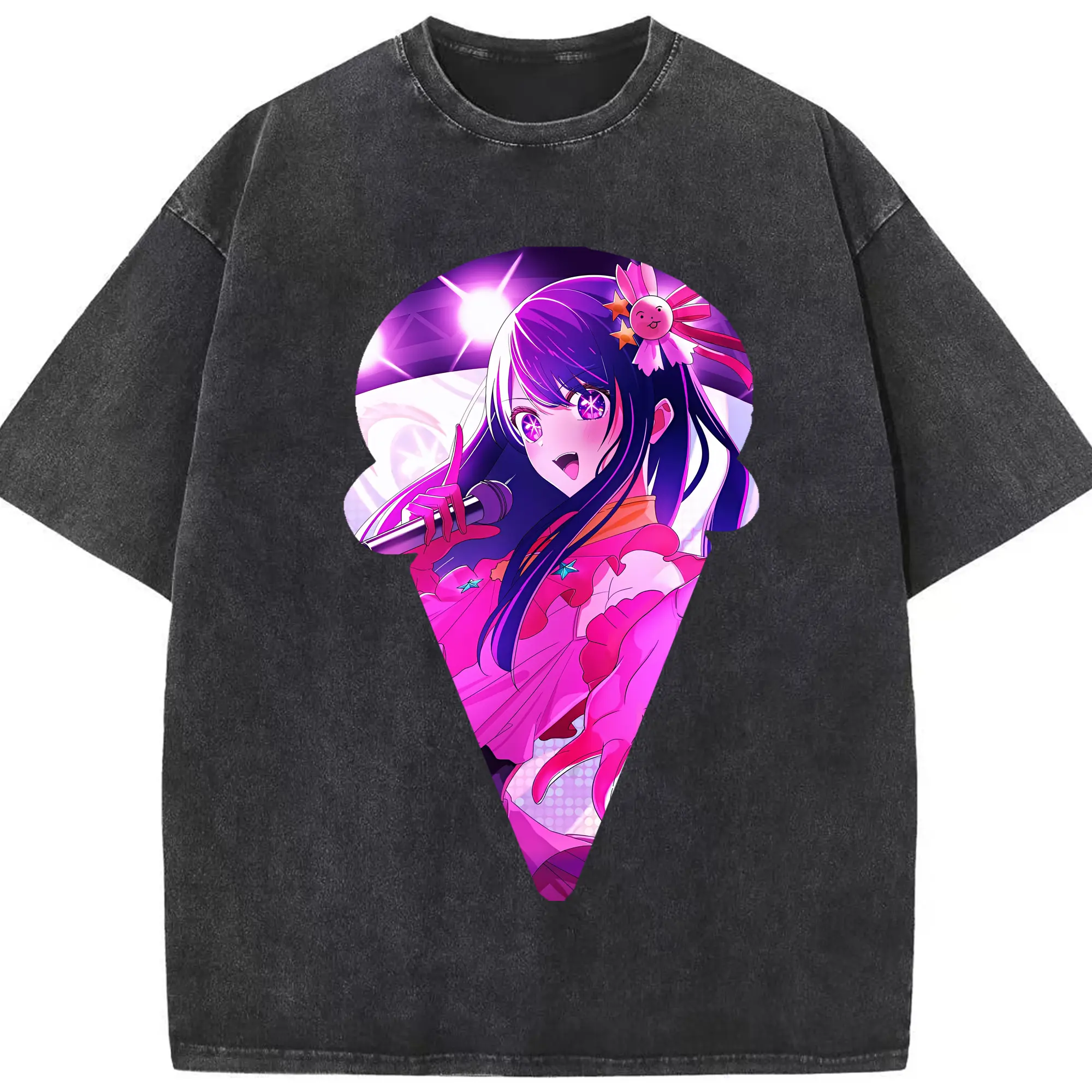 推しの子 グッズ,星野アイ - 綿100％ ヴィンテージ風 半袖Tシャツ ・ フロントプリント ・ 柔らか肌触り ・ 通気性 快適 ・ スポーツ カジュアル 外出用