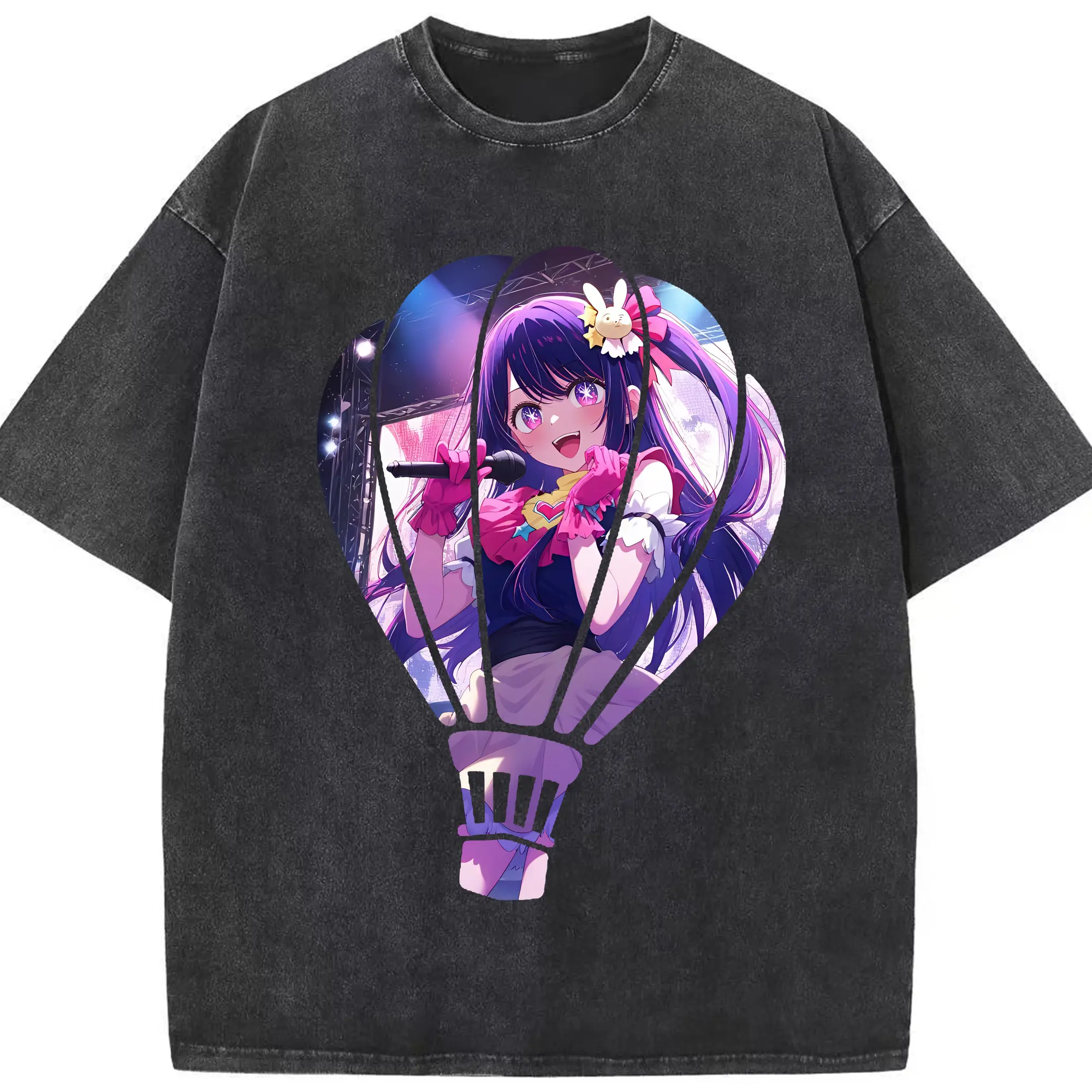 推しの子 グッズ,星野アイ - 綿100％ ヴィンテージ風 半袖Tシャツ ・ フロントプリント ・ 柔らか肌触り ・ 通気性 快適 ・ スポーツ カジュアル 外出用