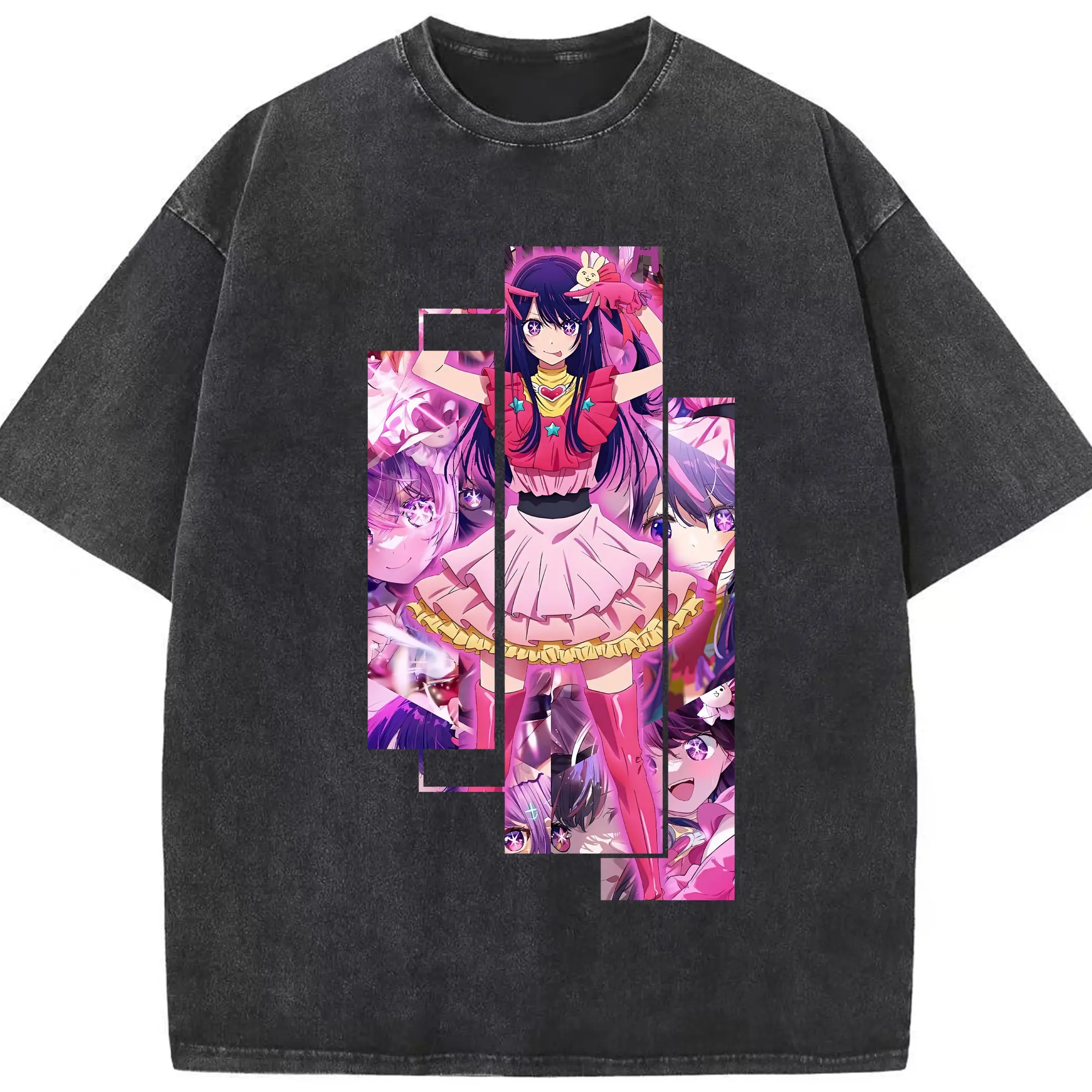 推しの子 グッズ,星野アイ - 綿100％ ヴィンテージ風 半袖Tシャツ ・ フロントプリント ・ 柔らか肌触り ・ 通気性 快適 ・ スポーツ カジュアル 外出用