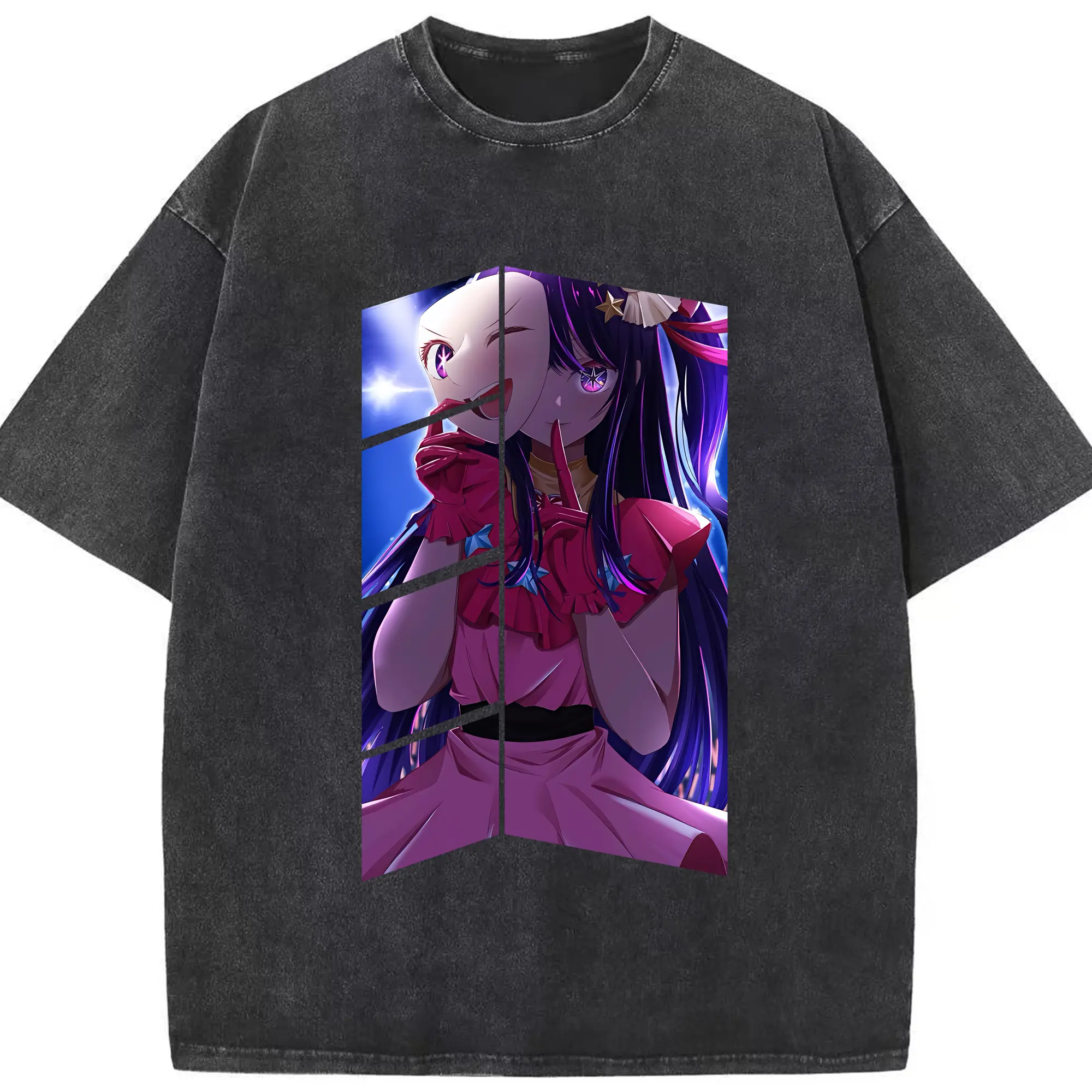 推しの子 グッズ,星野アイ - 綿100％ ヴィンテージ風 半袖Tシャツ ・ フロントプリント ・ 柔らか肌触り ・ 通気性 快適 ・ スポーツ カジュアル 外出用