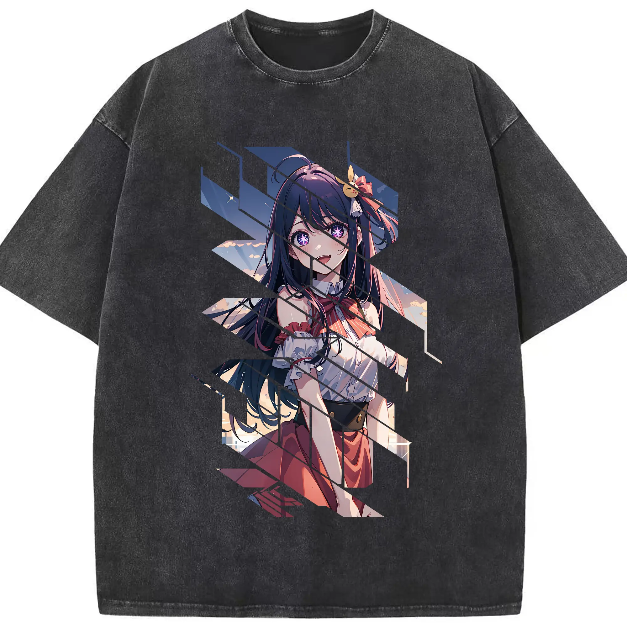 推しの子 グッズ,星野アイ - 綿100％ ヴィンテージ風 半袖Tシャツ ・ フロントプリント ・ 柔らか肌触り ・ 通気性 快適 ・ スポーツ カジュアル 外出用