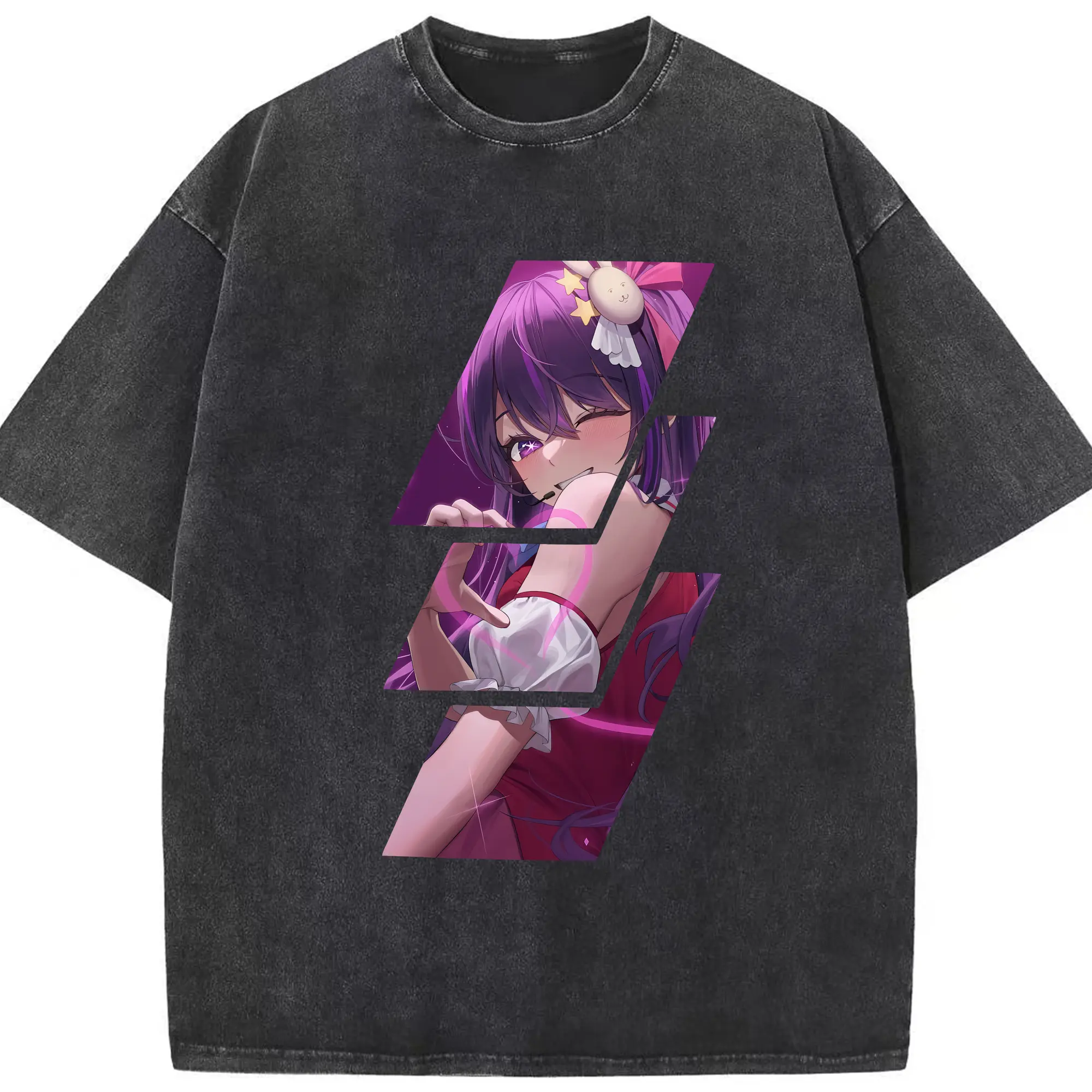 推しの子 グッズ,星野アイ - 綿100％ ヴィンテージ風 半袖Tシャツ ・ フロントプリント ・ 柔らか肌触り ・ 通気性 快適 ・ スポーツ カジュアル 外出用