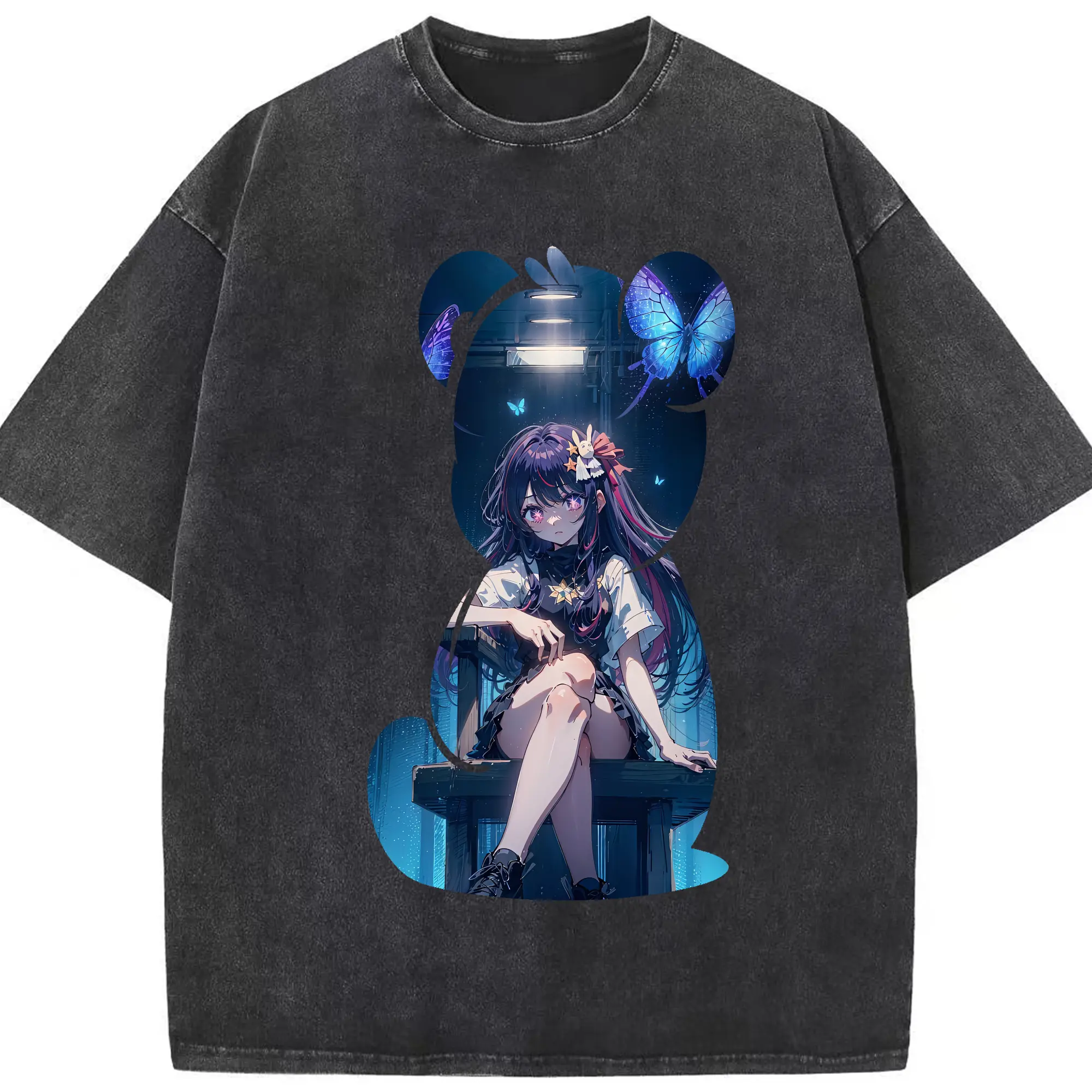 推しの子 グッズ,星野アイ - 綿100％ ヴィンテージ風 半袖Tシャツ ・ フロントプリント ・ 柔らか肌触り ・ 通気性 快適 ・ スポーツ カジュアル 外出用