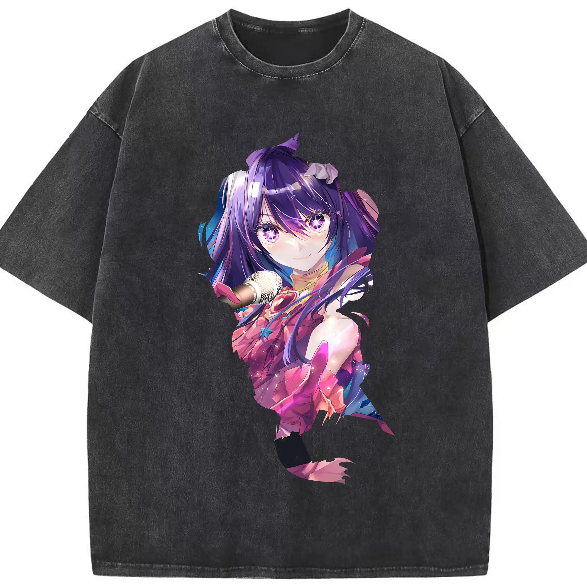 推しの子 グッズ,星野アイ - 綿100％ ヴィンテージ風 半袖Tシャツ ・ フロントプリント ・ 柔らか肌触り ・ 通気性 快適 ・ スポーツ カジュアル 外出用