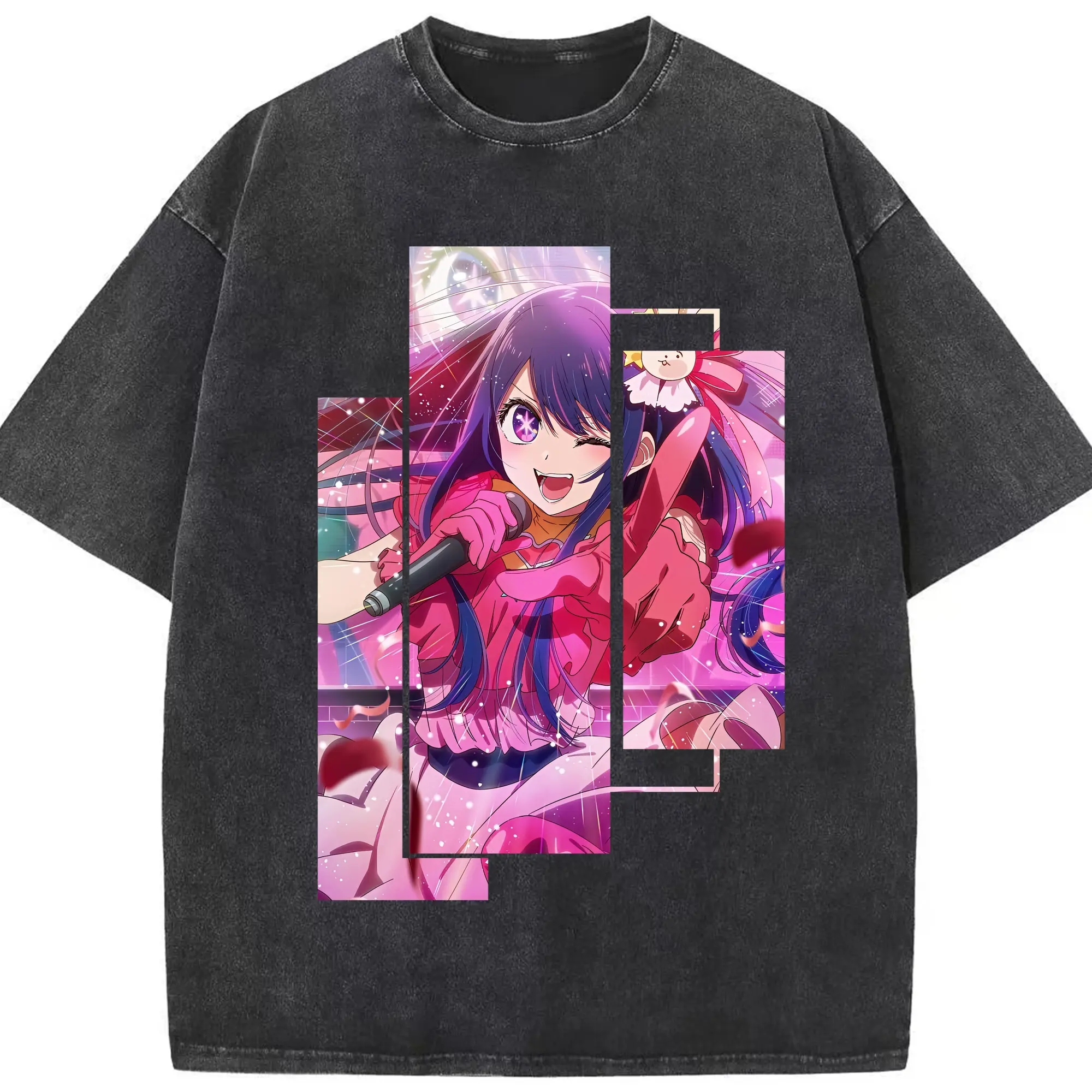 推しの子 グッズ,星野アイ - 綿100％ ヴィンテージ風 半袖Tシャツ ・ フロントプリント ・ 柔らか肌触り ・ 通気性 快適 ・ スポーツ カジュアル 外出用