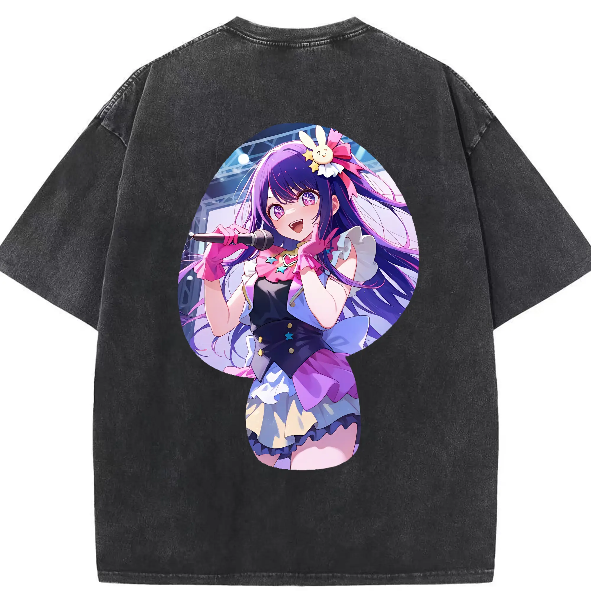 推しの子 グッズ,星野アイ - 綿100％ ヴィンテージ風 半袖Tシャツ ・ 背面プリント ・ 柔らか肌触り ・ 通気性 快適 ・ スポーツ カジュアル 外出用