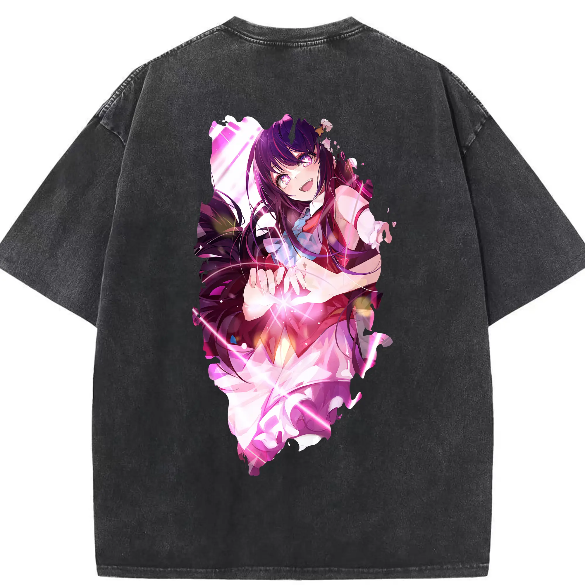 推しの子 グッズ,星野アイ - 綿100％ ヴィンテージ風 半袖Tシャツ ・ 背面プリント ・ 柔らか肌触り ・ 通気性 快適 ・ スポーツ カジュアル 外出用