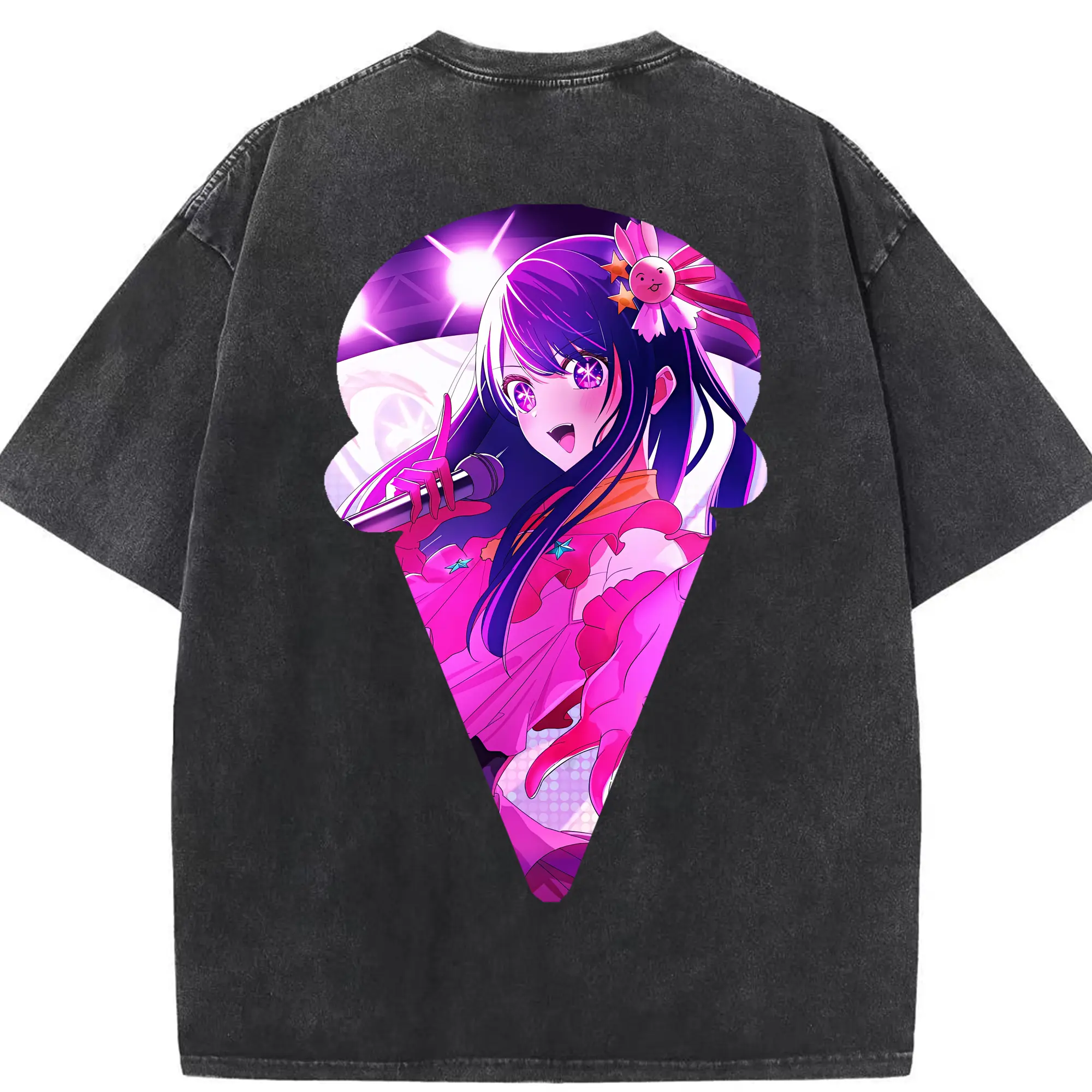 推しの子 グッズ,星野アイ - 綿100％ ヴィンテージ風 半袖Tシャツ ・ 背面プリント ・ 柔らか肌触り ・ 通気性 快適 ・ スポーツ カジュアル 外出用