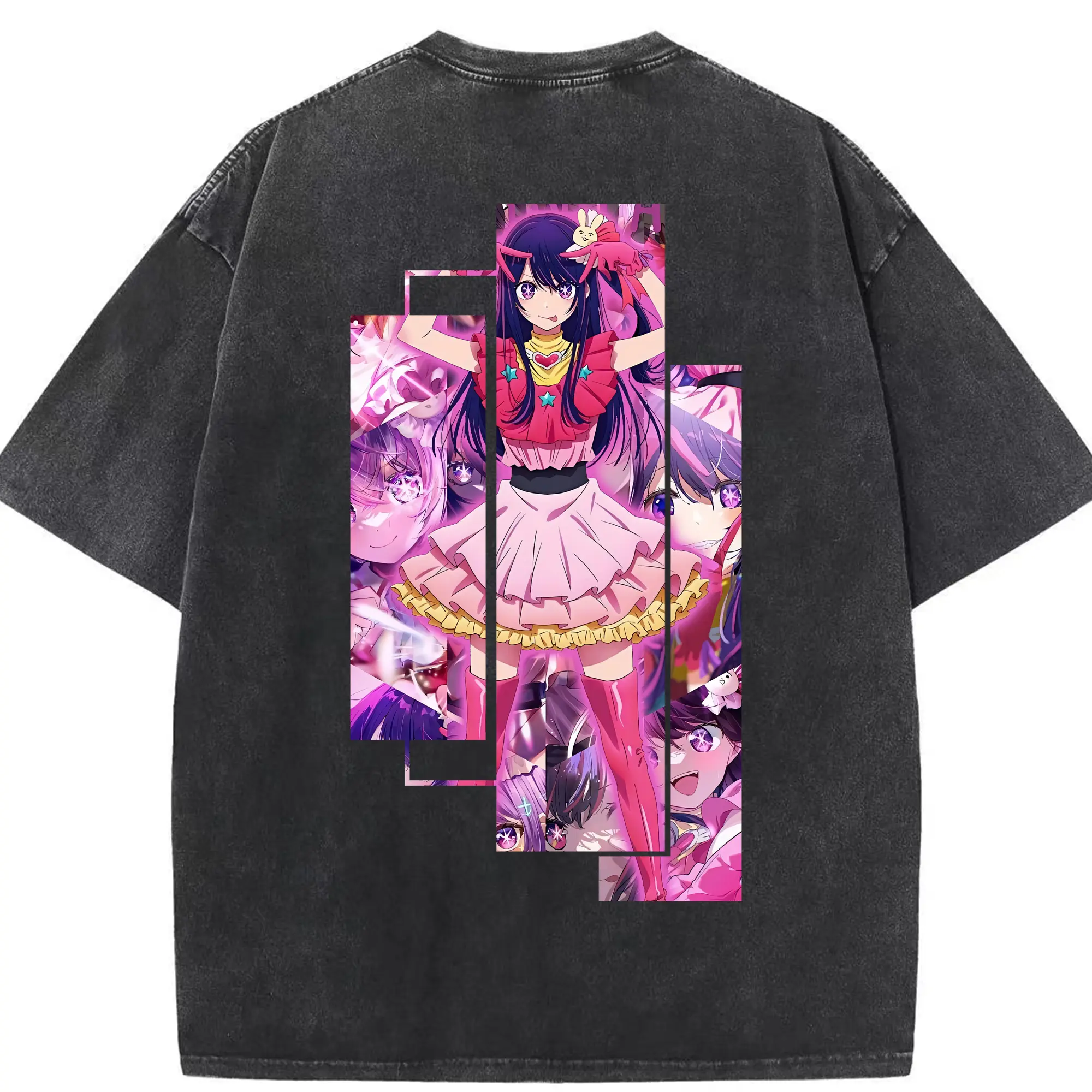 推しの子 グッズ,星野アイ - 綿100％ ヴィンテージ風 半袖Tシャツ ・ 背面プリント ・ 柔らか肌触り ・ 通気性 快適 ・ スポーツ カジュアル 外出用