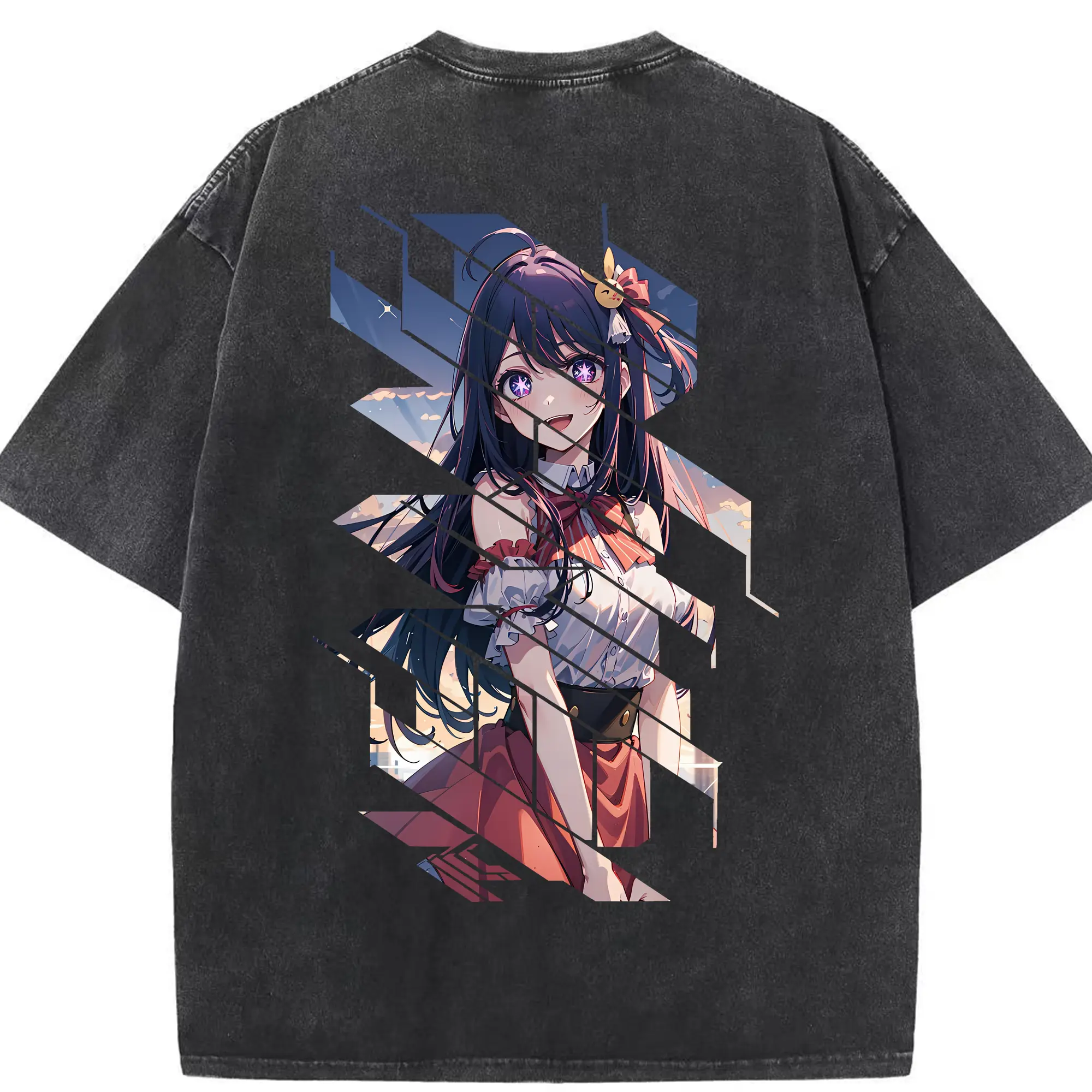 推しの子 グッズ,星野アイ - 綿100％ ヴィンテージ風 半袖Tシャツ ・ 背面プリント ・ 柔らか肌触り ・ 通気性 快適 ・ スポーツ カジュアル 外出用