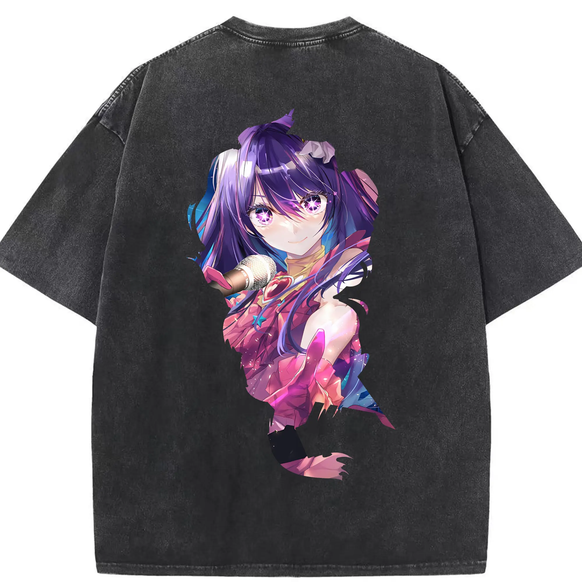 推しの子 グッズ,星野アイ - 綿100％ ヴィンテージ風 半袖Tシャツ ・ 背面プリント ・ 柔らか肌触り ・ 通気性 快適 ・ スポーツ カジュアル 外出用