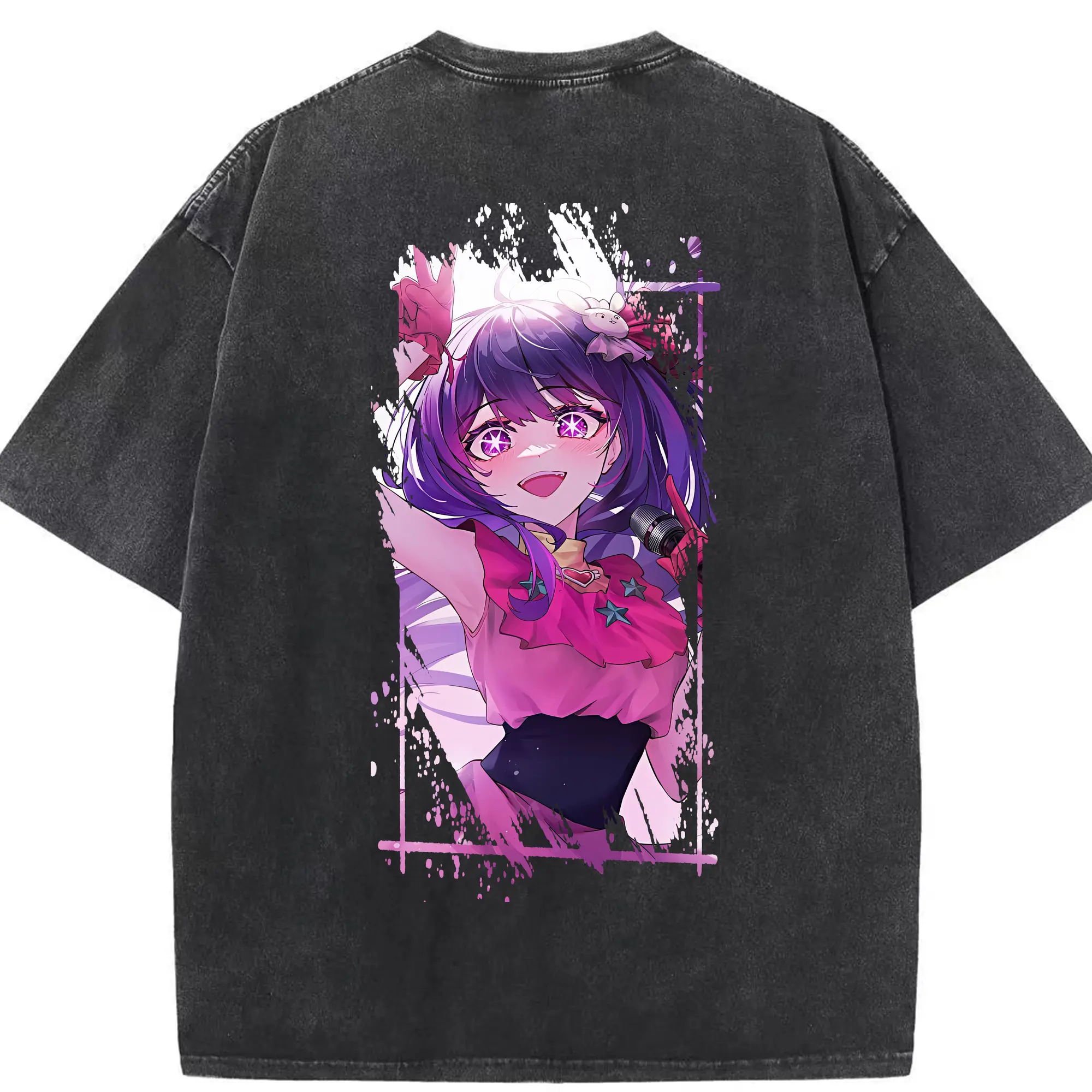 推しの子 グッズ,星野アイ - 綿100％ ヴィンテージ風 半袖Tシャツ ・ 背面プリント ・ 柔らか肌触り ・ 通気性 快適 ・ スポーツ カジュアル 外出用