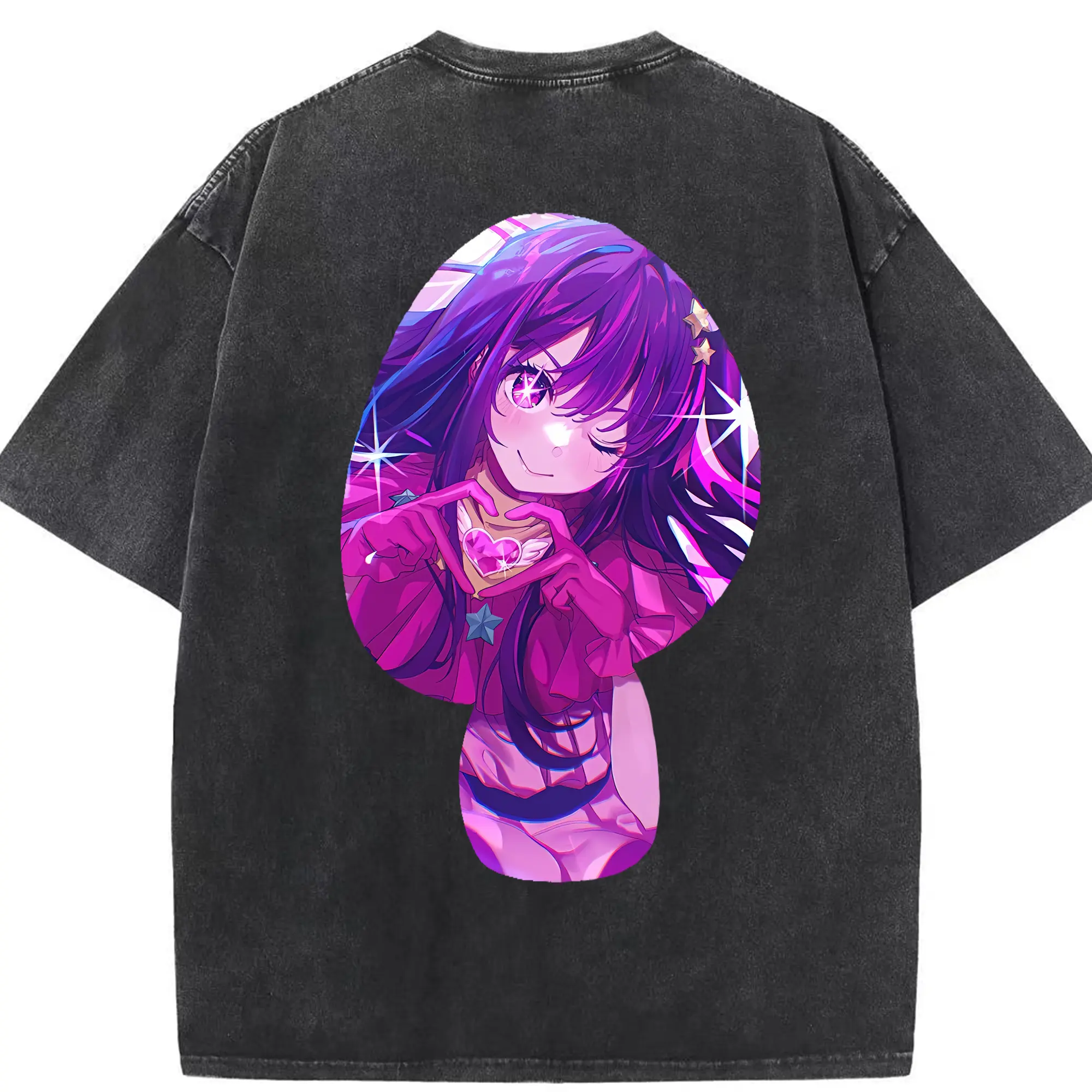 推しの子 グッズ,星野アイ - 綿100％ ヴィンテージ風 半袖Tシャツ ・ 背面プリント ・ 柔らか肌触り ・ 通気性 快適 ・ スポーツ カジュアル 外出用