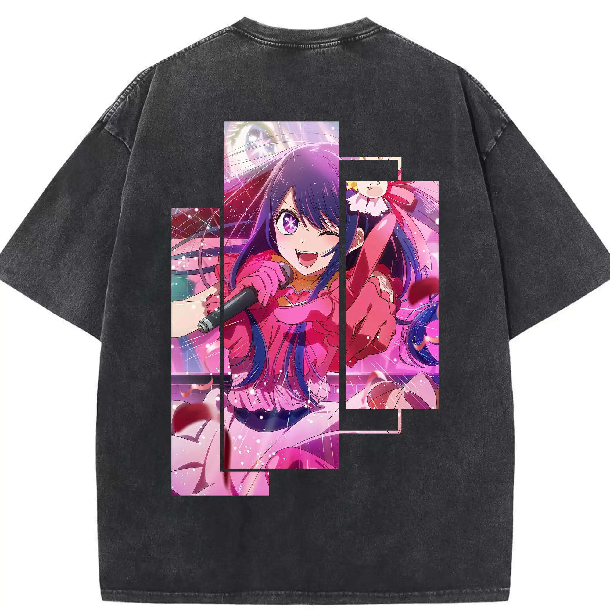 推しの子 グッズ,星野アイ - 綿100％ ヴィンテージ風 半袖Tシャツ ・ 背面プリント ・ 柔らか肌触り ・ 通気性 快適 ・ スポーツ カジュアル 外出用