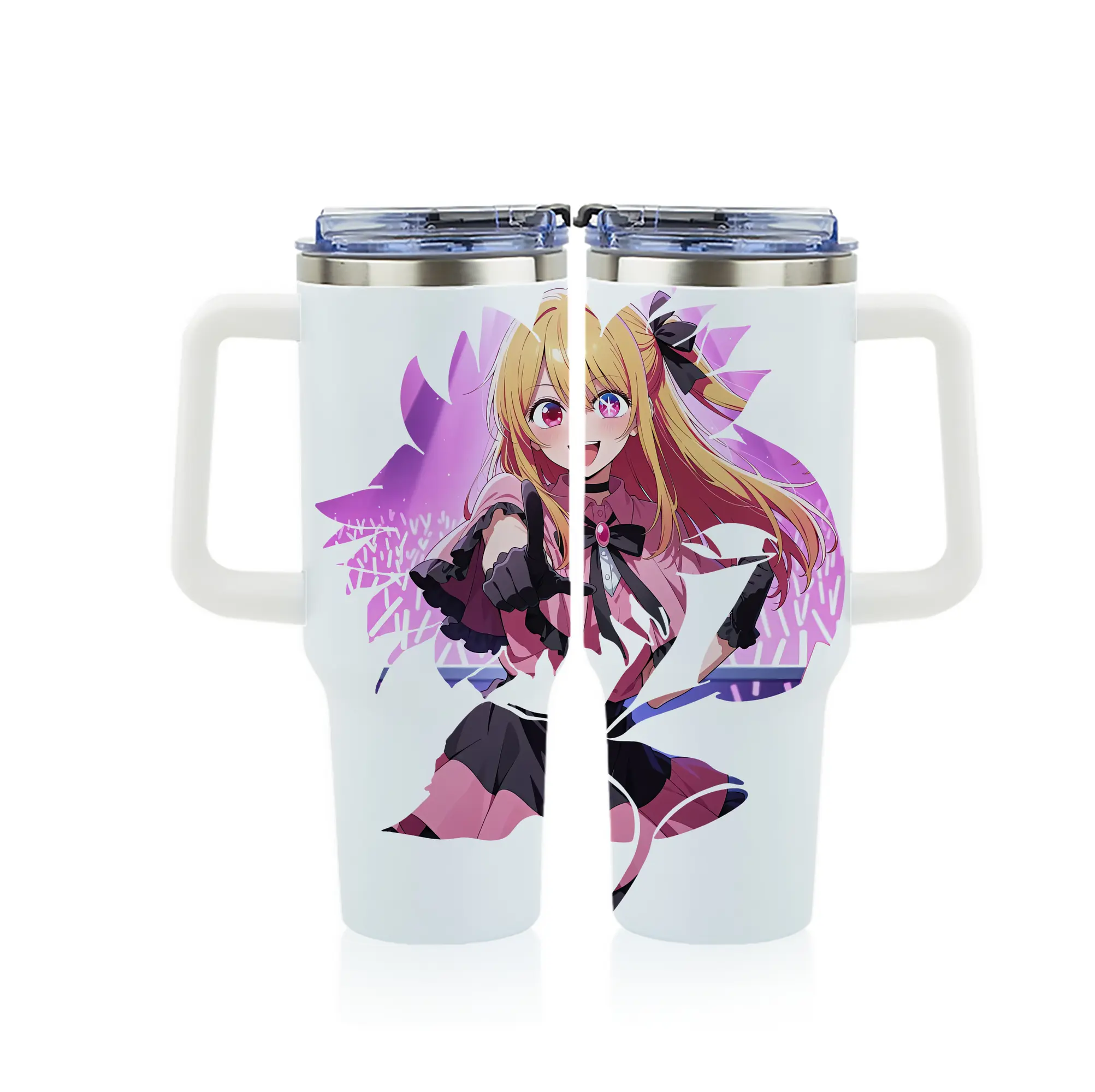 推しの子 グッズ,星野ルビー - 1200mL フルプリント車用タンブラー ・ 304ステンレス 内側 ・ 201ステンレス 外側 ・ 保温 保冷 ・ 通勤 ドライブ アウトドア用