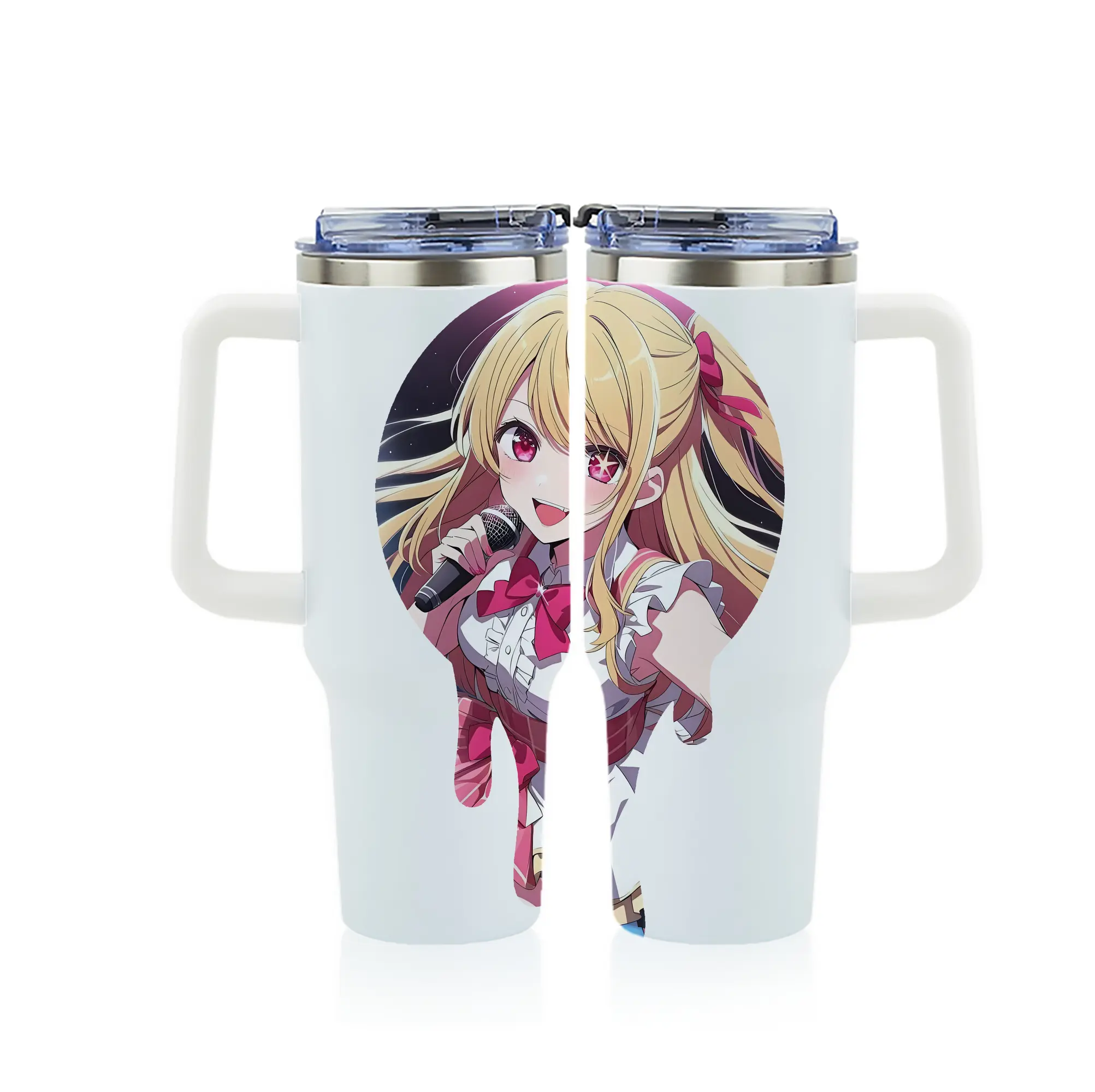 推しの子 グッズ,星野ルビー - 1200mL フルプリント車用タンブラー ・ 304ステンレス 内側 ・ 201ステンレス 外側 ・ 保温 保冷 ・ 通勤 ドライブ アウトドア用