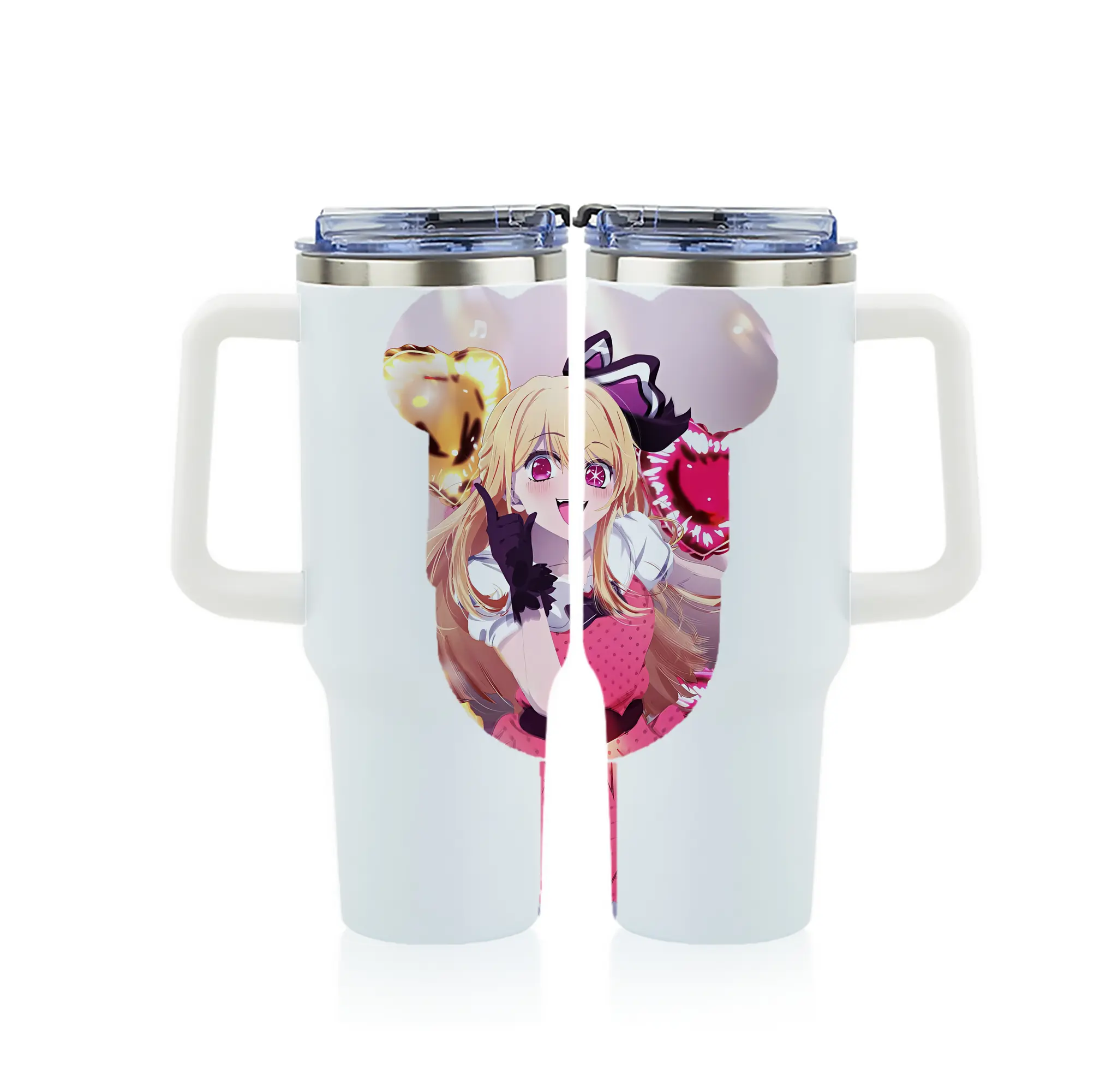 推しの子 グッズ,星野ルビー - 1200mL フルプリント車用タンブラー ・ 304ステンレス 内側 ・ 201ステンレス 外側 ・ 保温 保冷 ・ 通勤 ドライブ アウトドア用