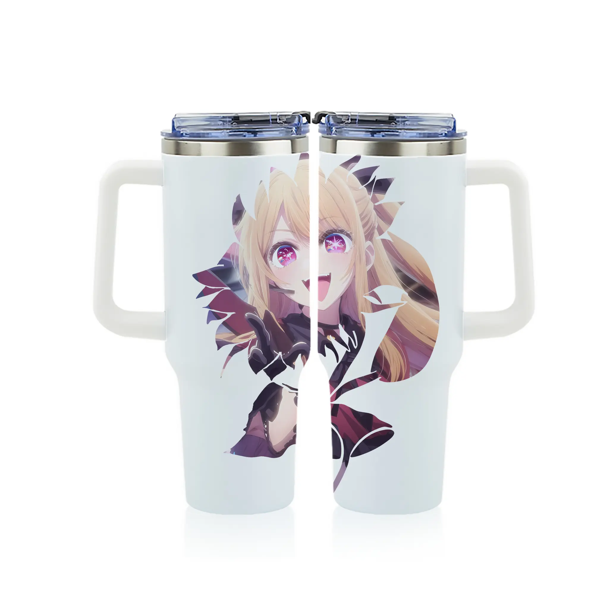 推しの子 グッズ,星野ルビー - 1200mL フルプリント車用タンブラー ・ 304ステンレス 内側 ・ 201ステンレス 外側 ・ 保温 保冷 ・ 通勤 ドライブ アウトドア用