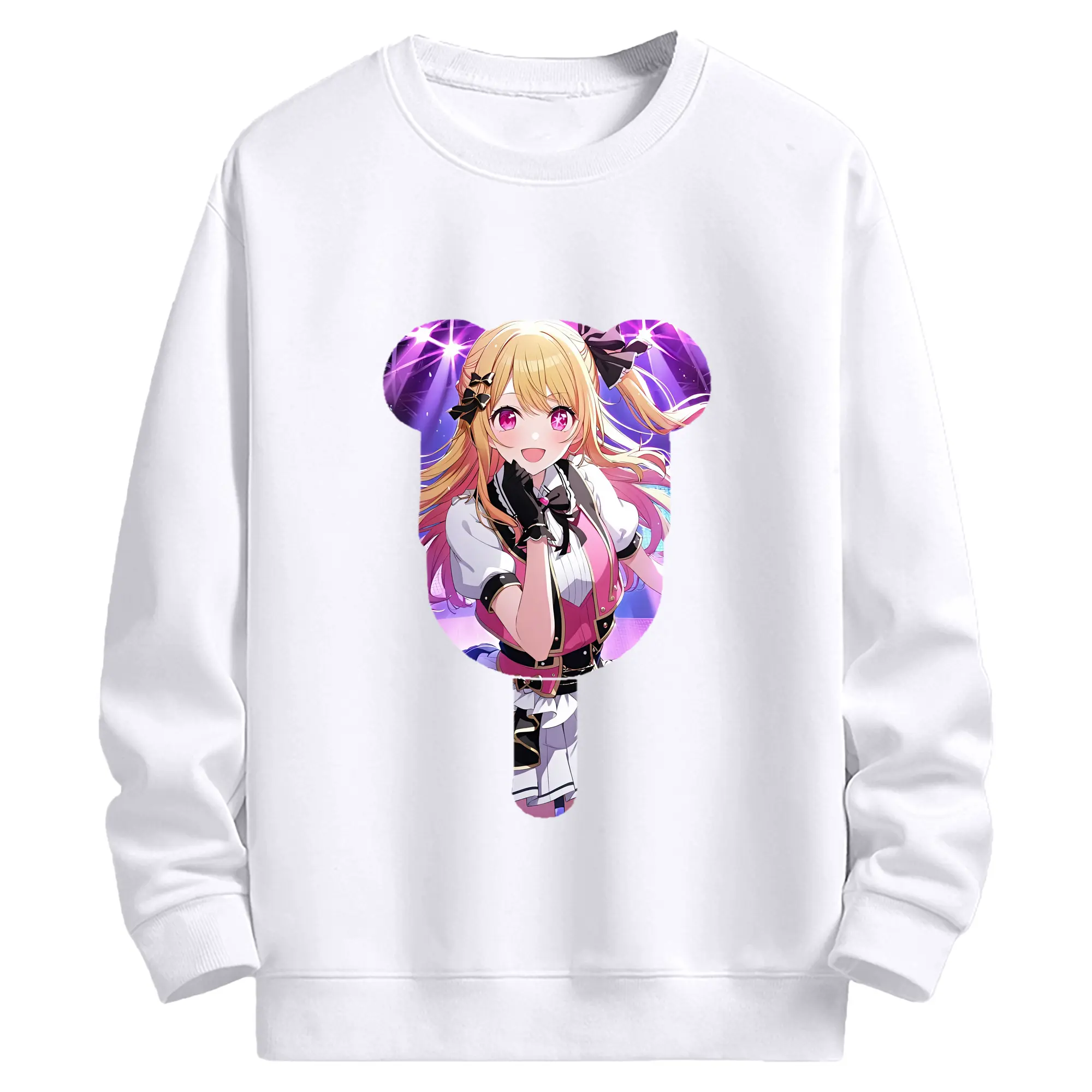 推しの子 グッズ,星野ルビー - 高品質 クルーネック スウェット ・ コットン59％ ポリエステル41％ ・ ユニセックス 長袖 トレーナー ・ カジュアル デイリー スポーツ 散歩用