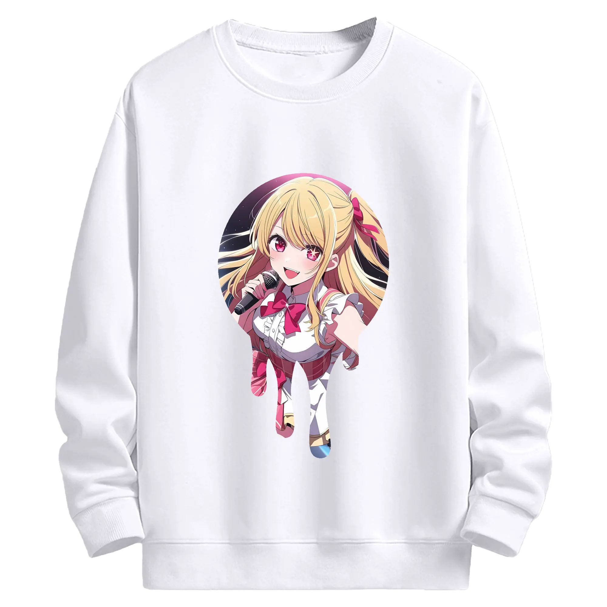 推しの子 グッズ,星野ルビー - 高品質 クルーネック スウェット ・ コットン59％ ポリエステル41％ ・ ユニセックス 長袖 トレーナー ・ カジュアル デイリー スポーツ 散歩用