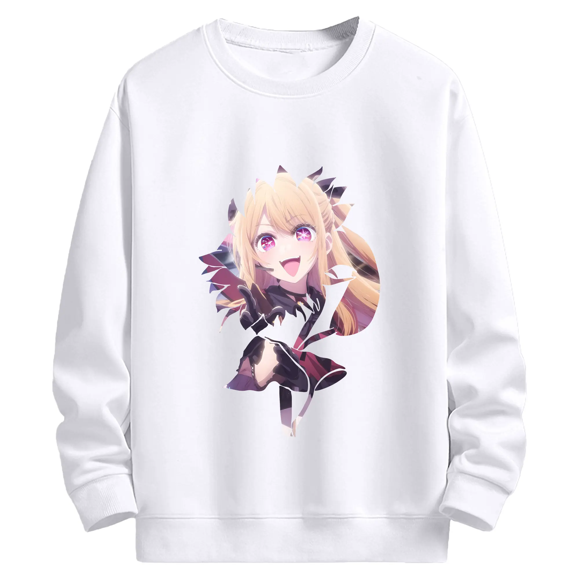 推しの子 グッズ,星野ルビー - 高品質 クルーネック スウェット ・ コットン59％ ポリエステル41％ ・ ユニセックス 長袖 トレーナー ・ カジュアル デイリー スポーツ 散歩用