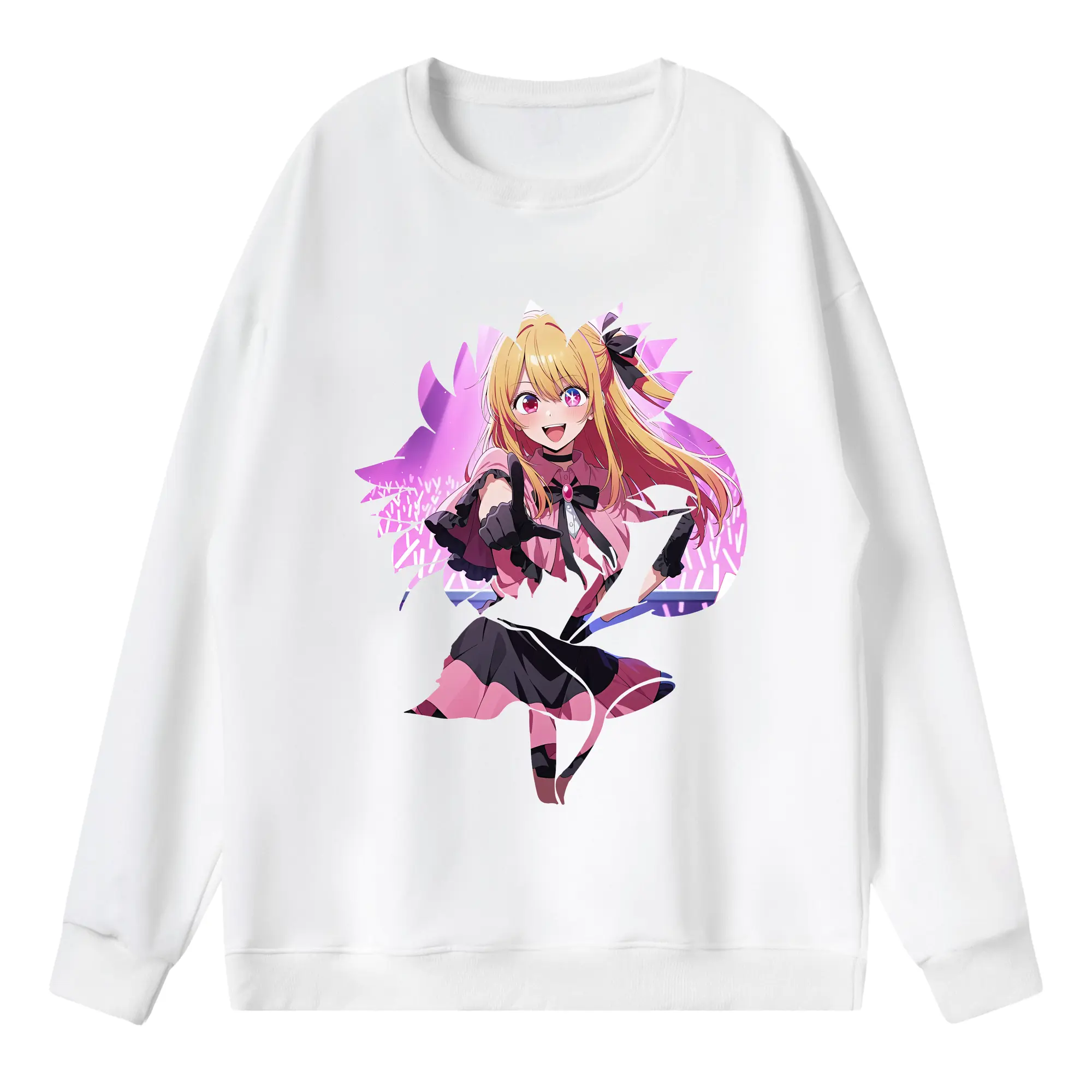 推しの子 グッズ,星野ルビー - 薄手 クルーネック スウェット 裏毛260g · ポリエステル 春秋向け カジュアル 男女兼用 · トレーナー デイリー スポーツ 散歩に最適