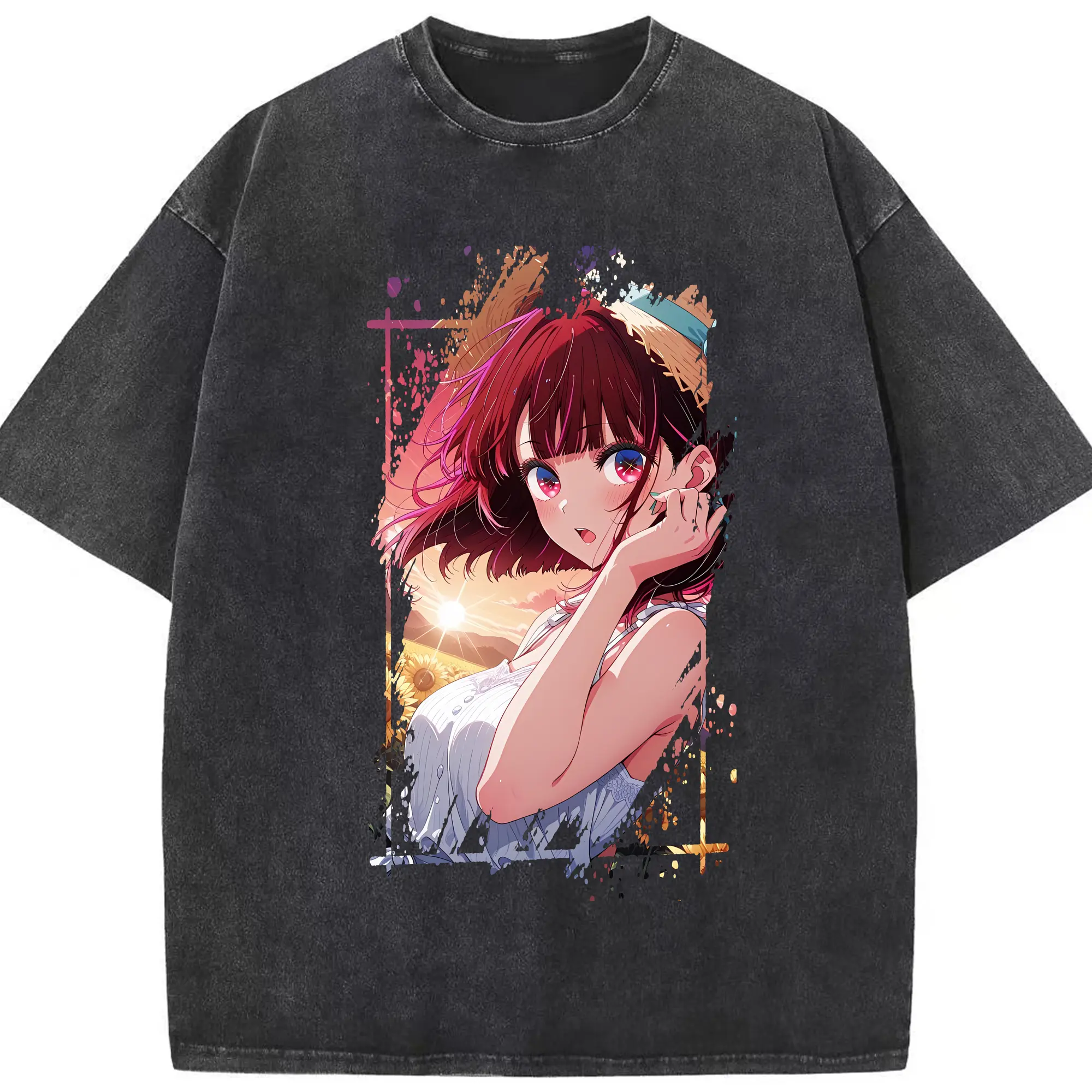 推しの子 グッズ,有馬かな - 綿100％ ヴィンテージ風 半袖Tシャツ ・ フロントプリント ・ 柔らか肌触り ・ 通気性 快適 ・ スポーツ カジュアル 外出用