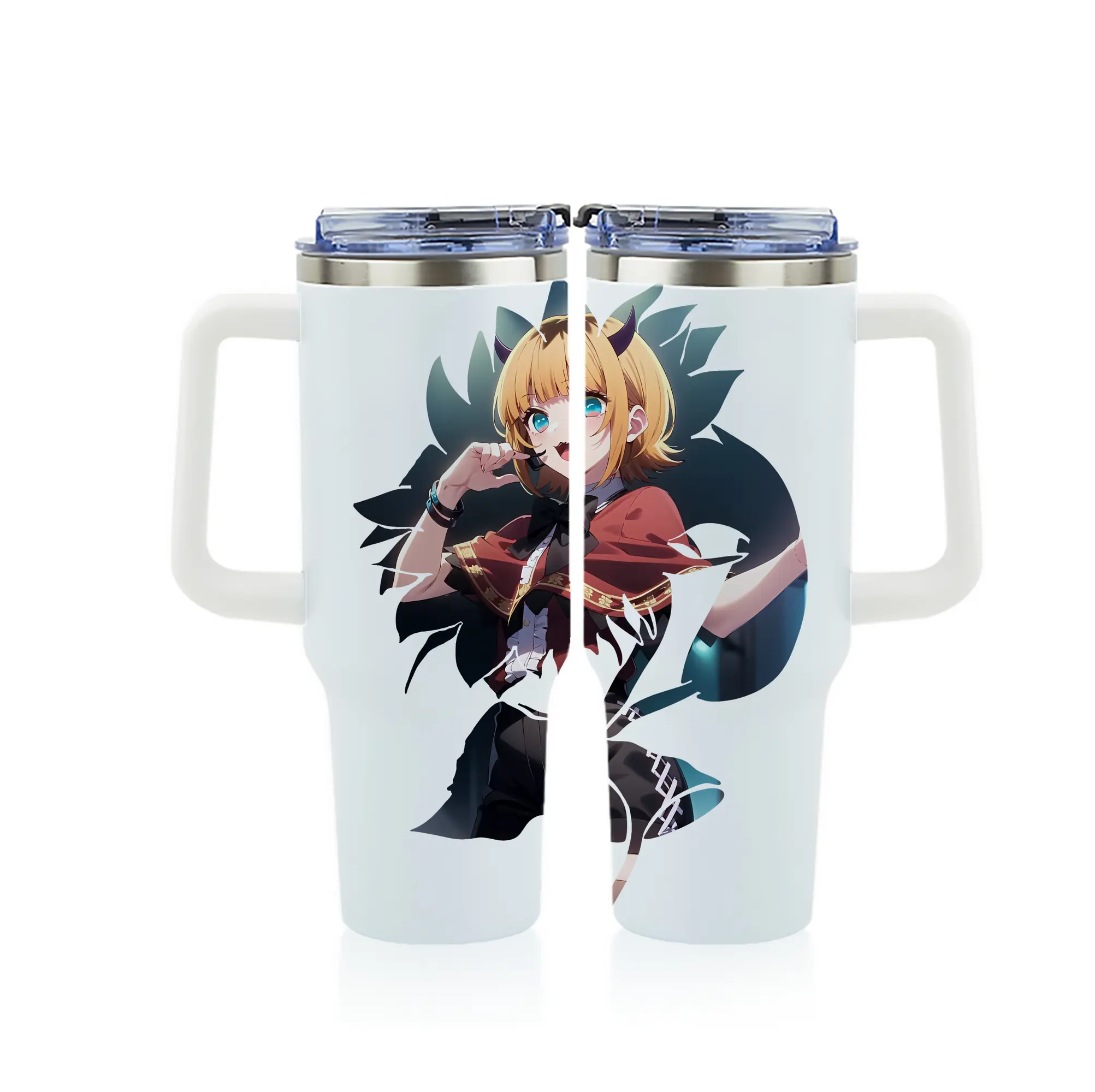 推しの子 グッズ,MEMちょ - 1200mL フルプリント車用タンブラー ・ 304ステンレス 内側 ・ 201ステンレス 外側 ・ 保温 保冷 ・ 通勤 ドライブ アウトドア用