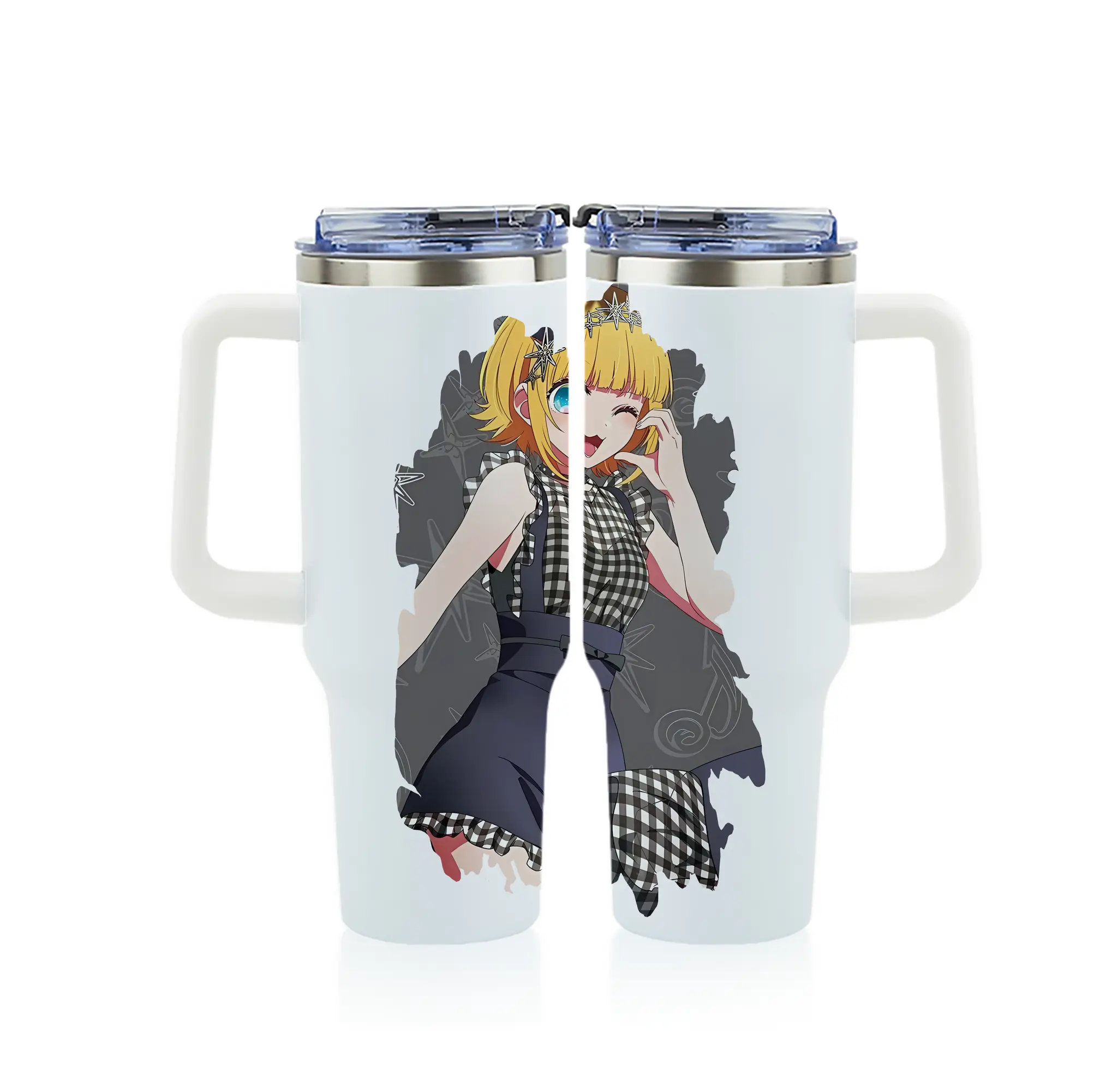 推しの子 グッズ,MEMちょ - 1200mL フルプリント車用タンブラー ・ 304ステンレス 内側 ・ 201ステンレス 外側 ・ 保温 保冷 ・ 通勤 ドライブ アウトドア用