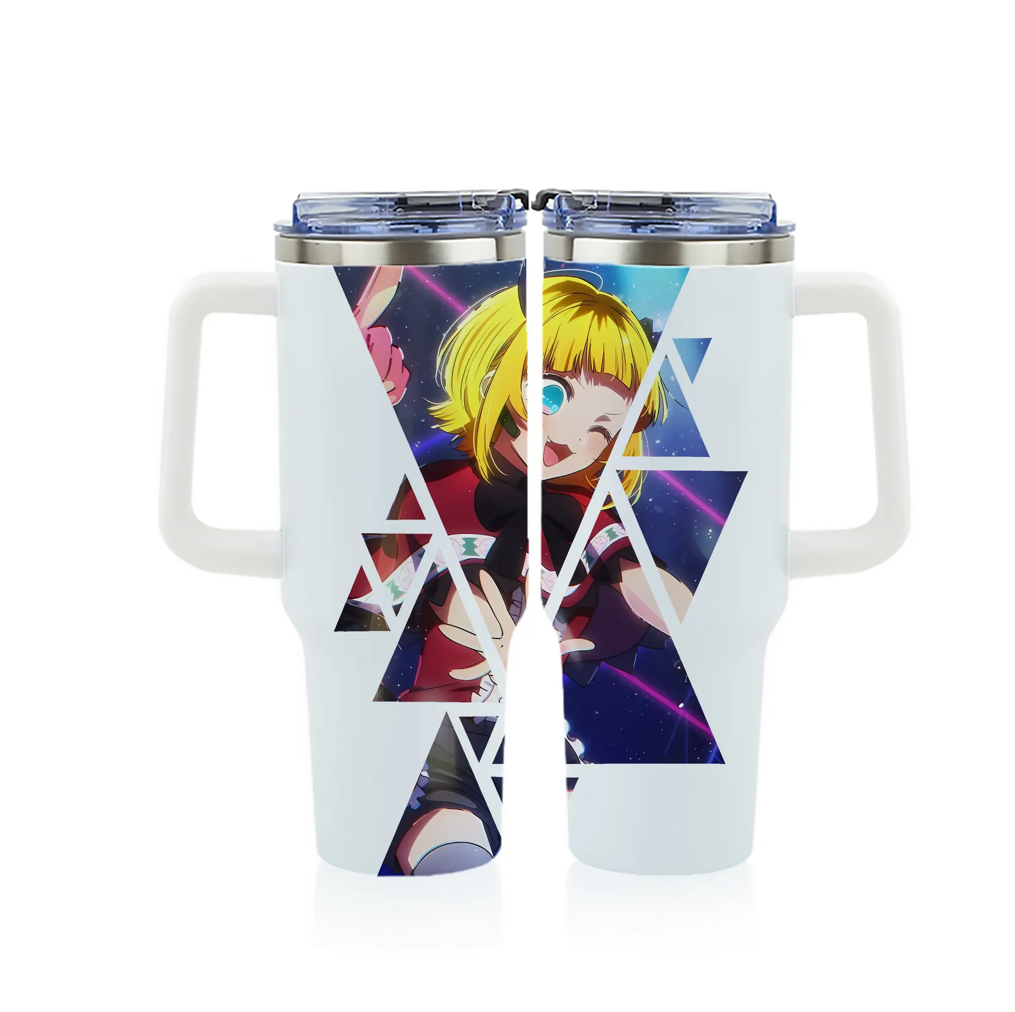 推しの子 グッズ,MEMちょ - 1200mL フルプリント車用タンブラー ・ 304ステンレス 内側 ・ 201ステンレス 外側 ・ 保温 保冷 ・ 通勤 ドライブ アウトドア用