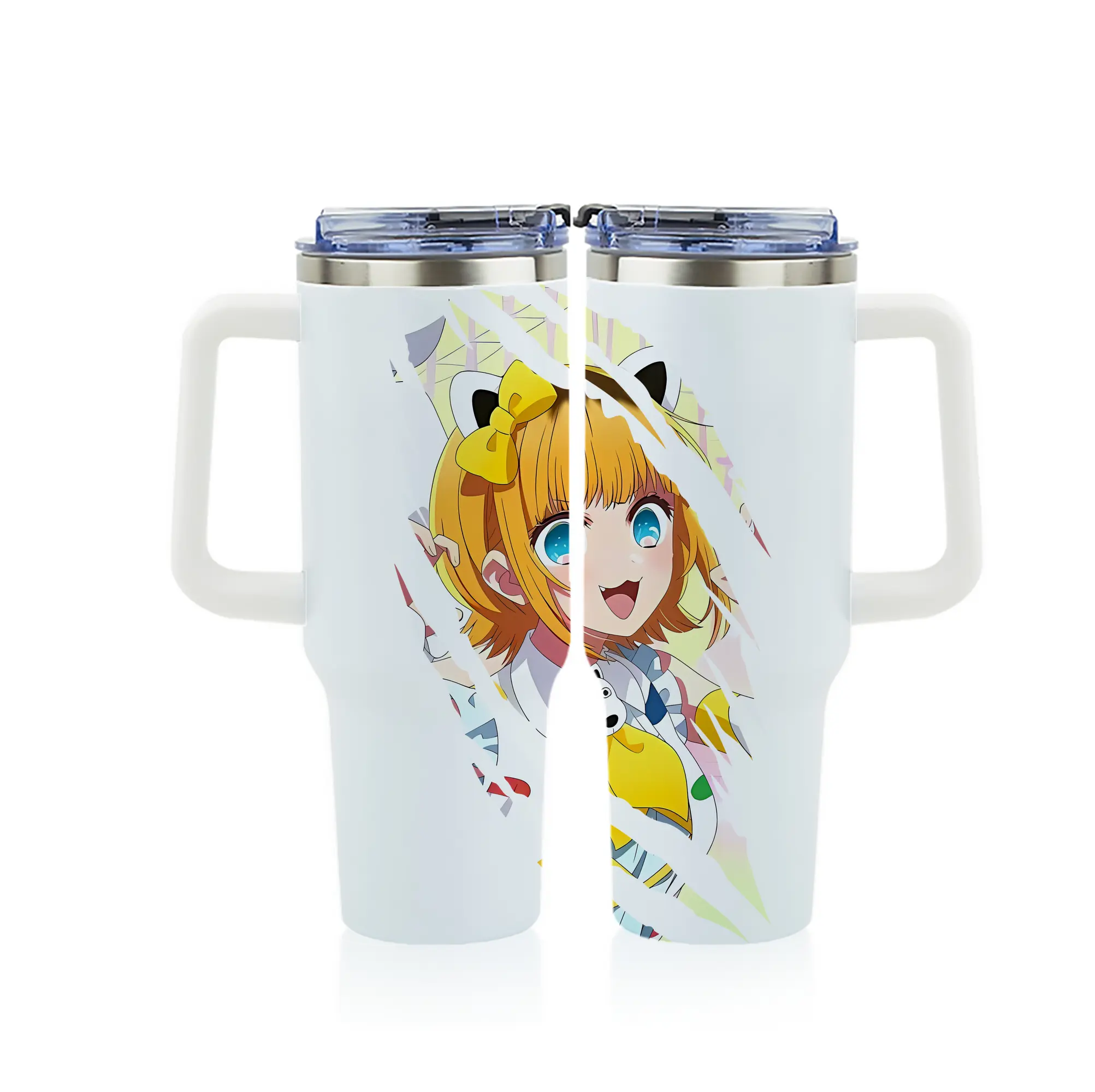 推しの子 グッズ,MEMちょ - 1200mL フルプリント車用タンブラー ・ 304ステンレス 内側 ・ 201ステンレス 外側 ・ 保温 保冷 ・ 通勤 ドライブ アウトドア用