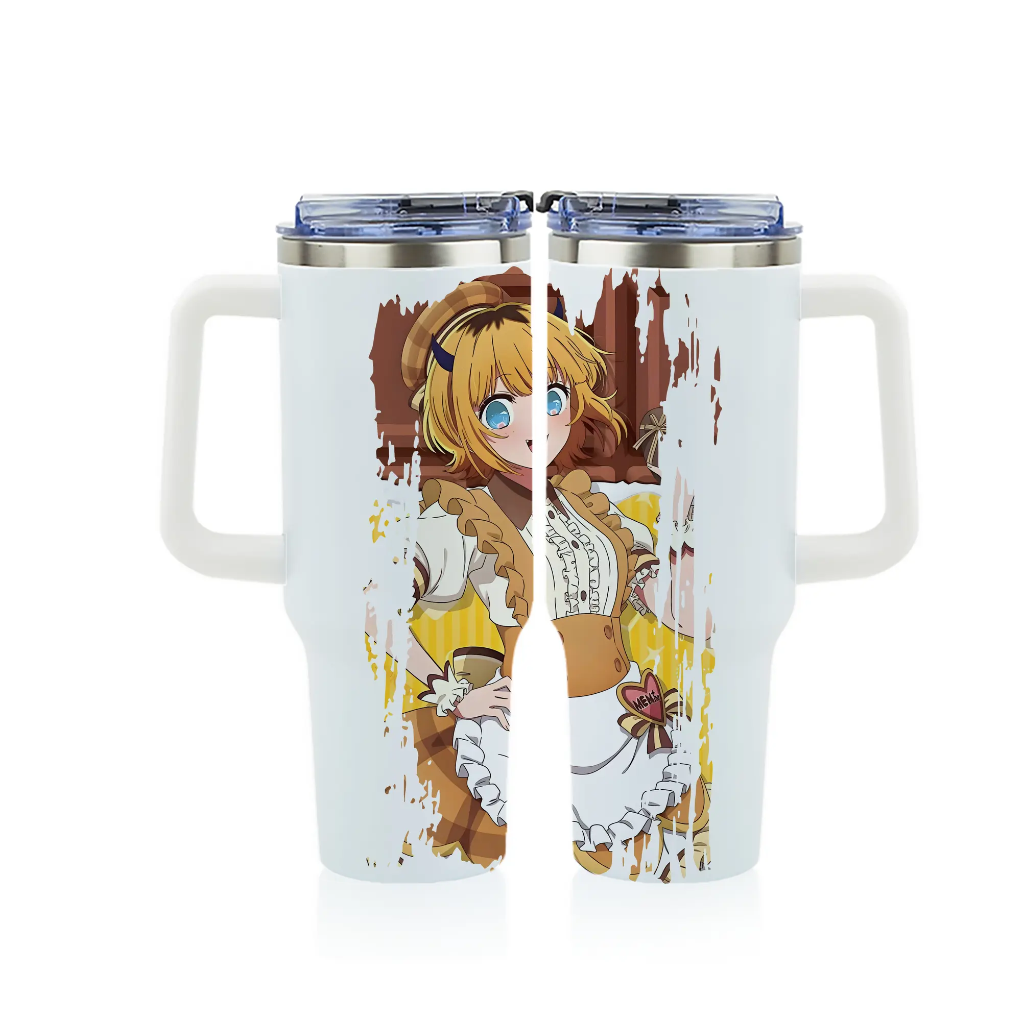 推しの子 グッズ,MEMちょ - 1200mL フルプリント車用タンブラー ・ 304ステンレス 内側 ・ 201ステンレス 外側 ・ 保温 保冷 ・ 通勤 ドライブ アウトドア用