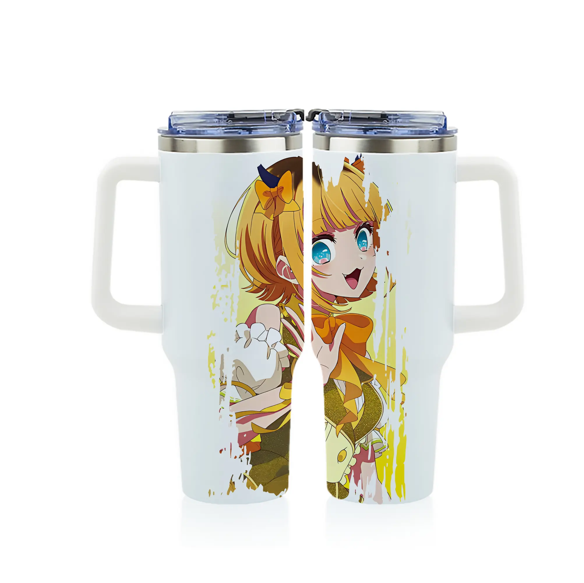 推しの子 グッズ,MEMちょ - 1200mL フルプリント車用タンブラー ・ 304ステンレス 内側 ・ 201ステンレス 外側 ・ 保温 保冷 ・ 通勤 ドライブ アウトドア用