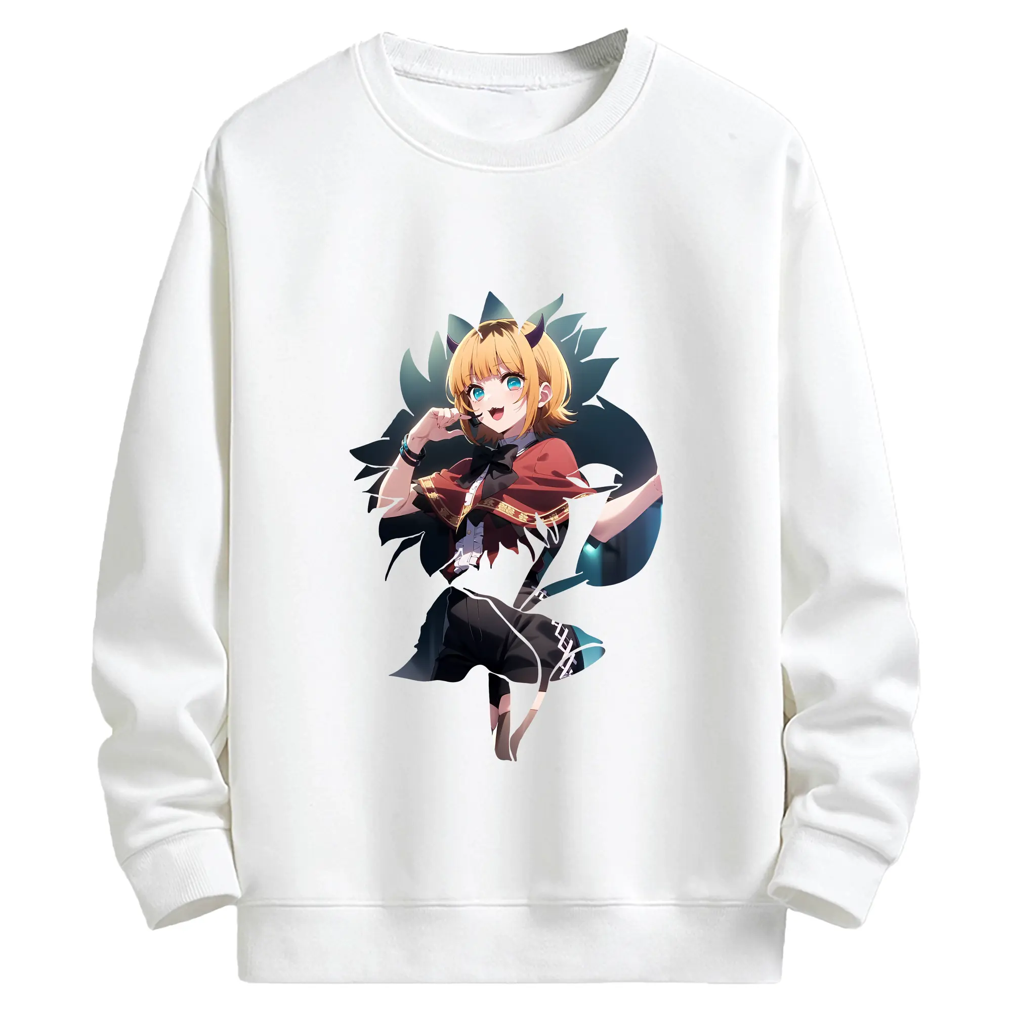 推しの子 グッズ,MEMちょ - キッズ クルーネックスウェットシャツ ・ フロントプリント ・ 綿80％ ポリエステル20％ ・ 快適 通学 スポーツ 日常使い お散歩用