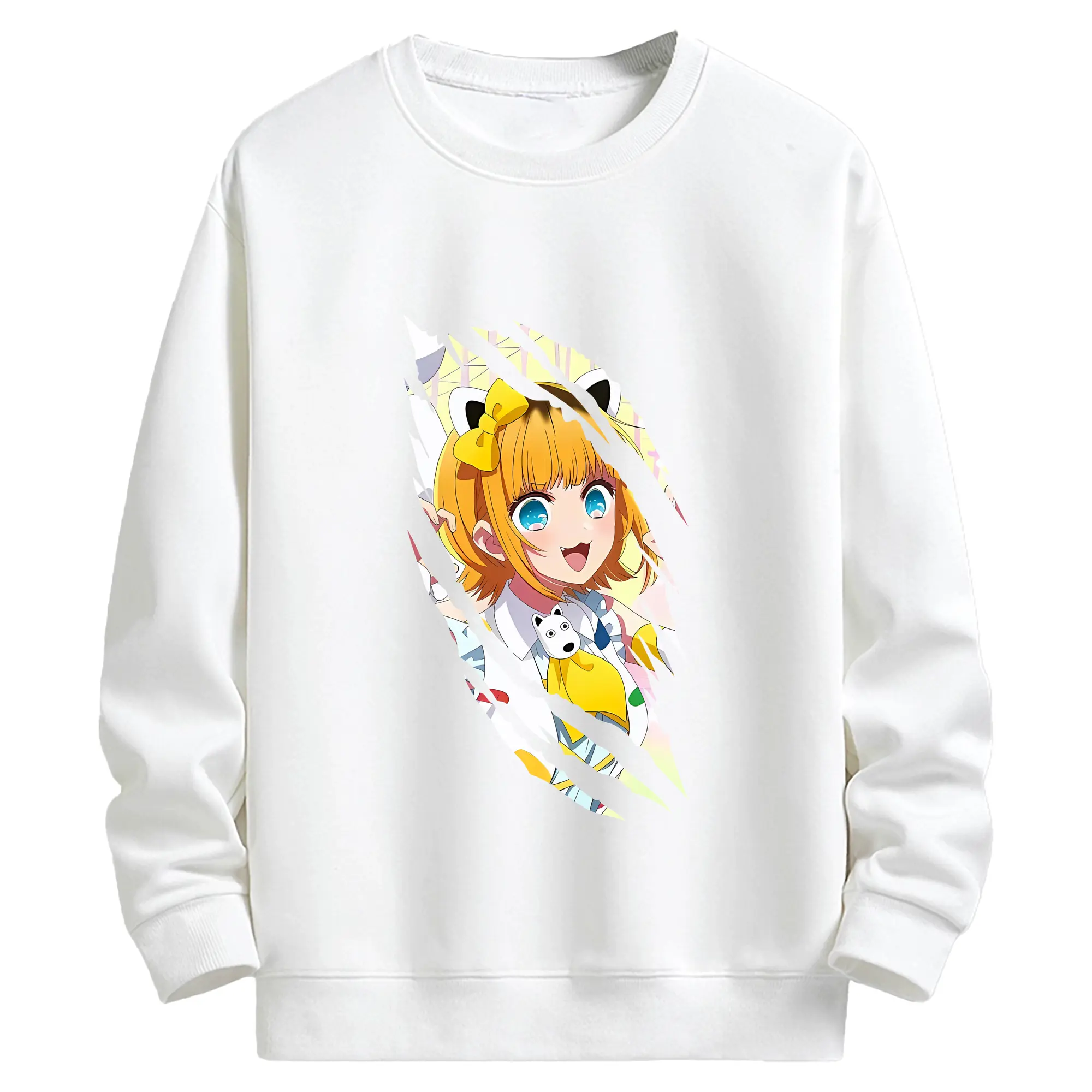 推しの子 グッズ,MEMちょ - キッズ クルーネックスウェットシャツ ・ フロントプリント ・ 綿80％ ポリエステル20％ ・ 快適 通学 スポーツ 日常使い お散歩用