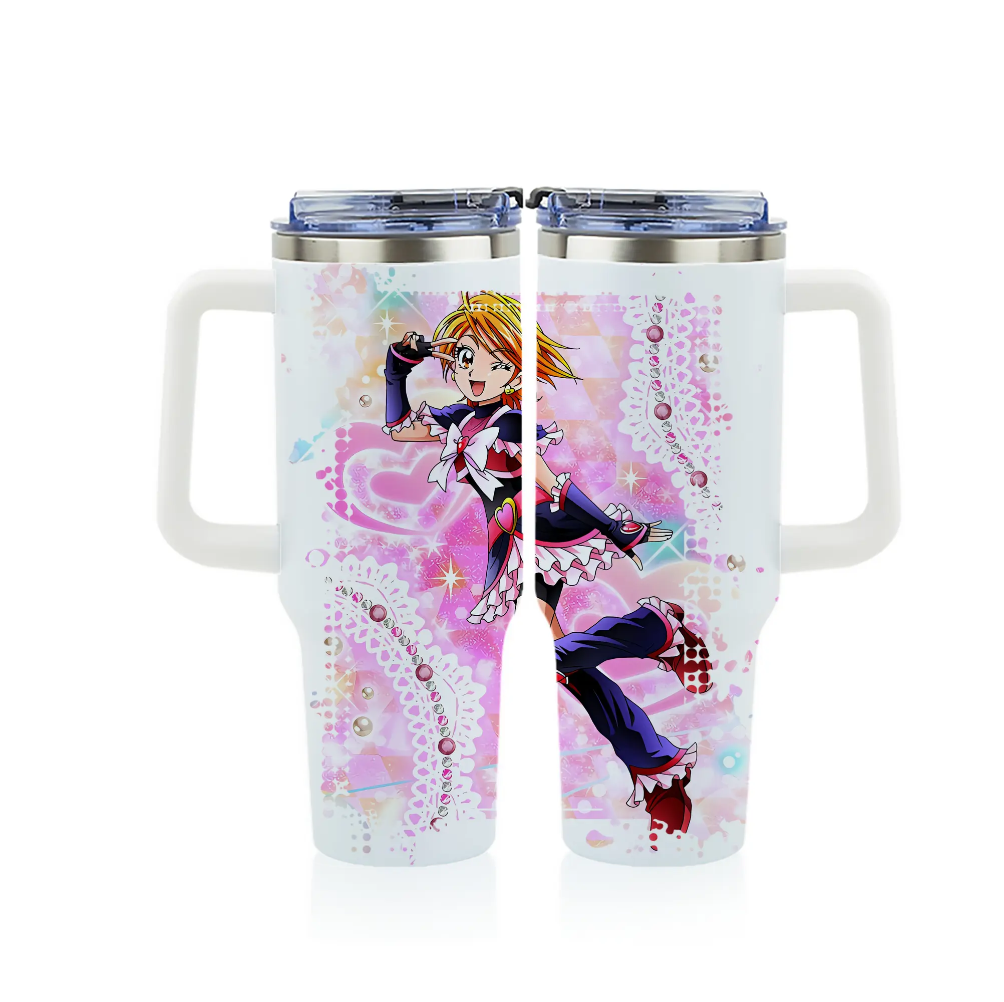 プリキュア グッズ,美墨なぎさ - 1200mL フルプリント車用タンブラー ・ 304ステンレス 内側 ・ 201ステンレス 外側 ・ 保温 保冷 ・ 通勤 ドライブ アウトドア用