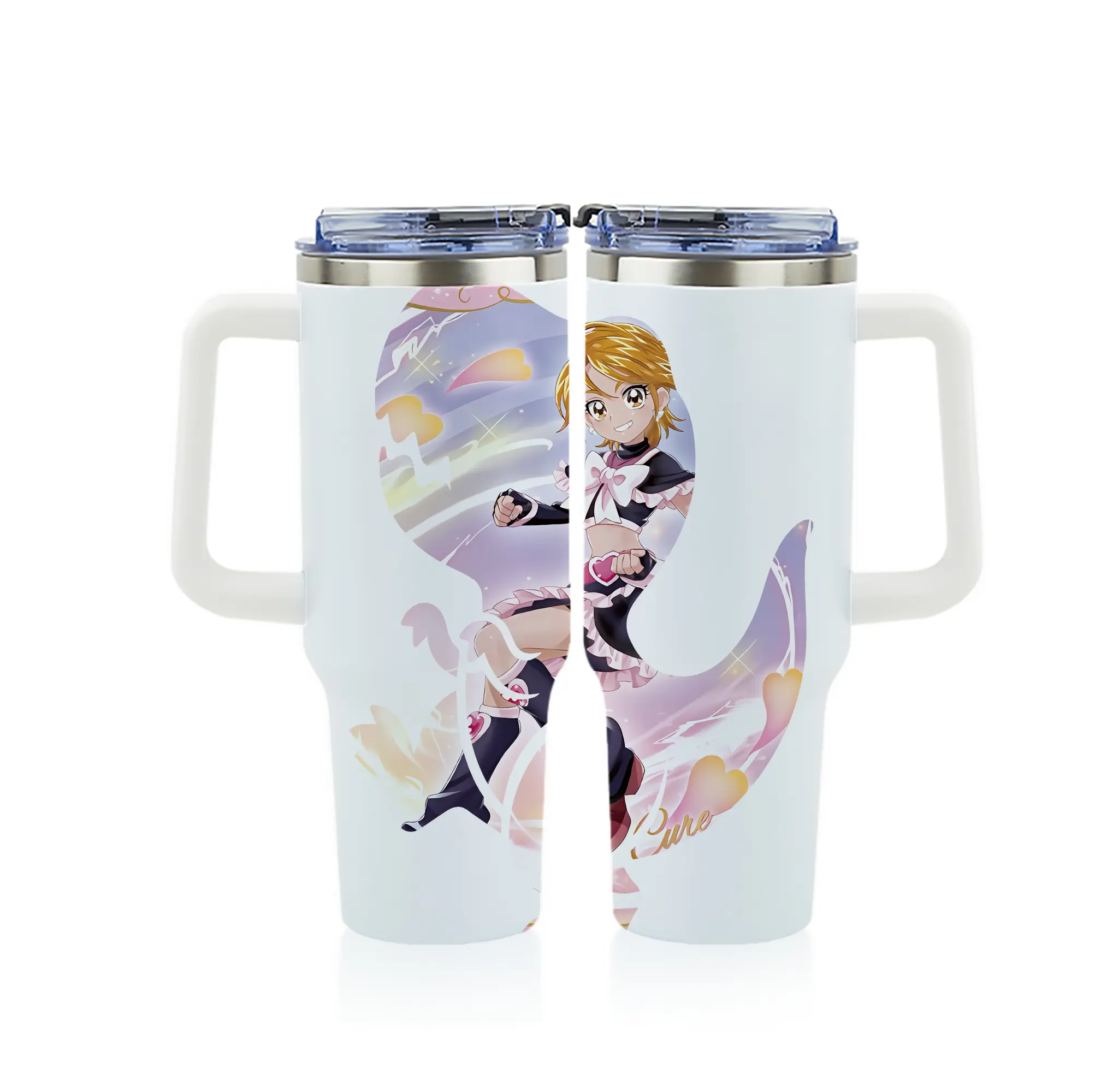 プリキュア グッズ,美墨なぎさ - 1200mL フルプリント車用タンブラー ・ 304ステンレス 内側 ・ 201ステンレス 外側 ・ 保温 保冷 ・ 通勤 ドライブ アウトドア用