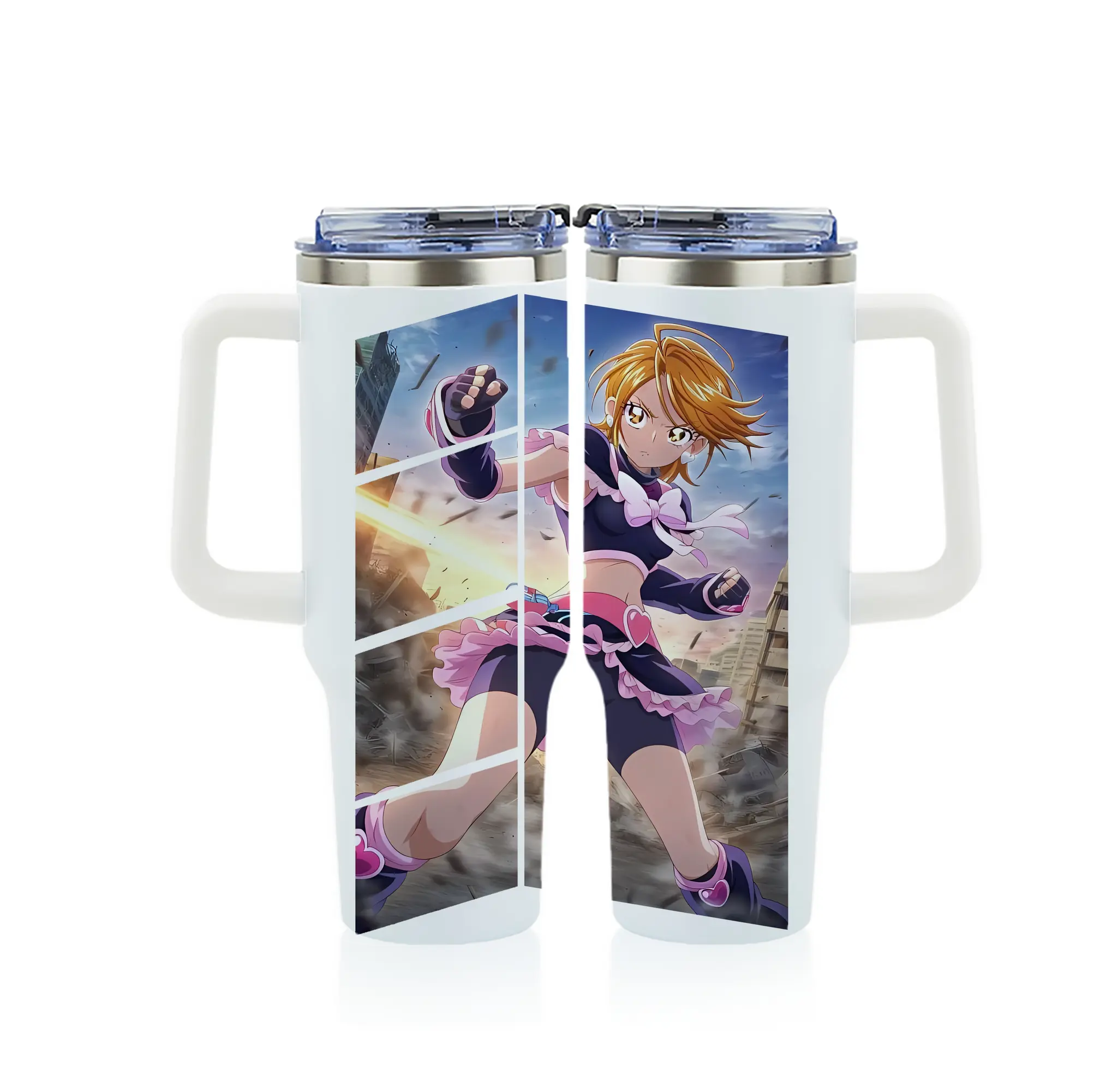 プリキュア グッズ,美墨なぎさ - 1200mL フルプリント車用タンブラー ・ 304ステンレス 内側 ・ 201ステンレス 外側 ・ 保温 保冷 ・ 通勤 ドライブ アウトドア用