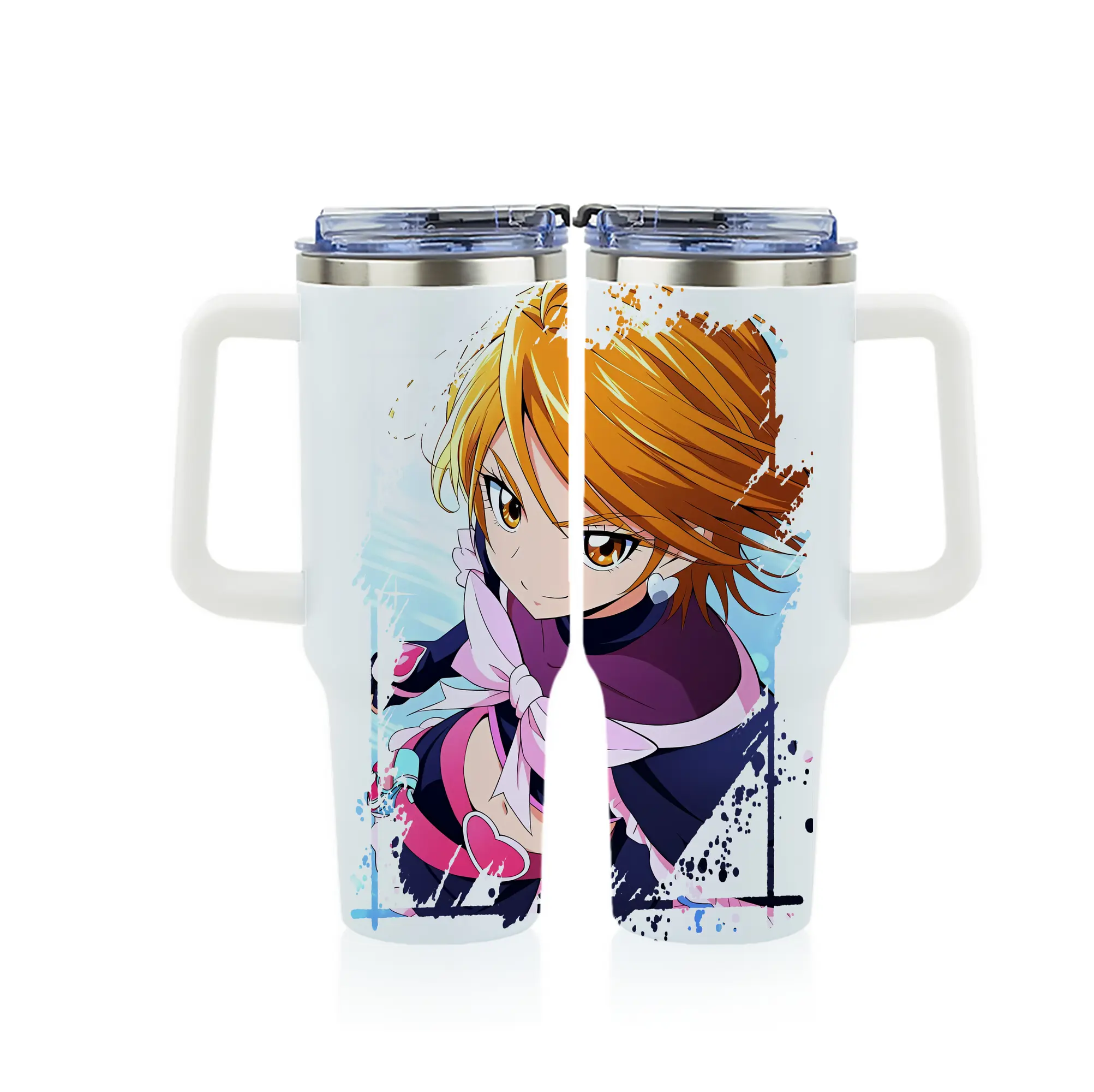 プリキュア グッズ,美墨なぎさ - 1200mL フルプリント車用タンブラー ・ 304ステンレス 内側 ・ 201ステンレス 外側 ・ 保温 保冷 ・ 通勤 ドライブ アウトドア用