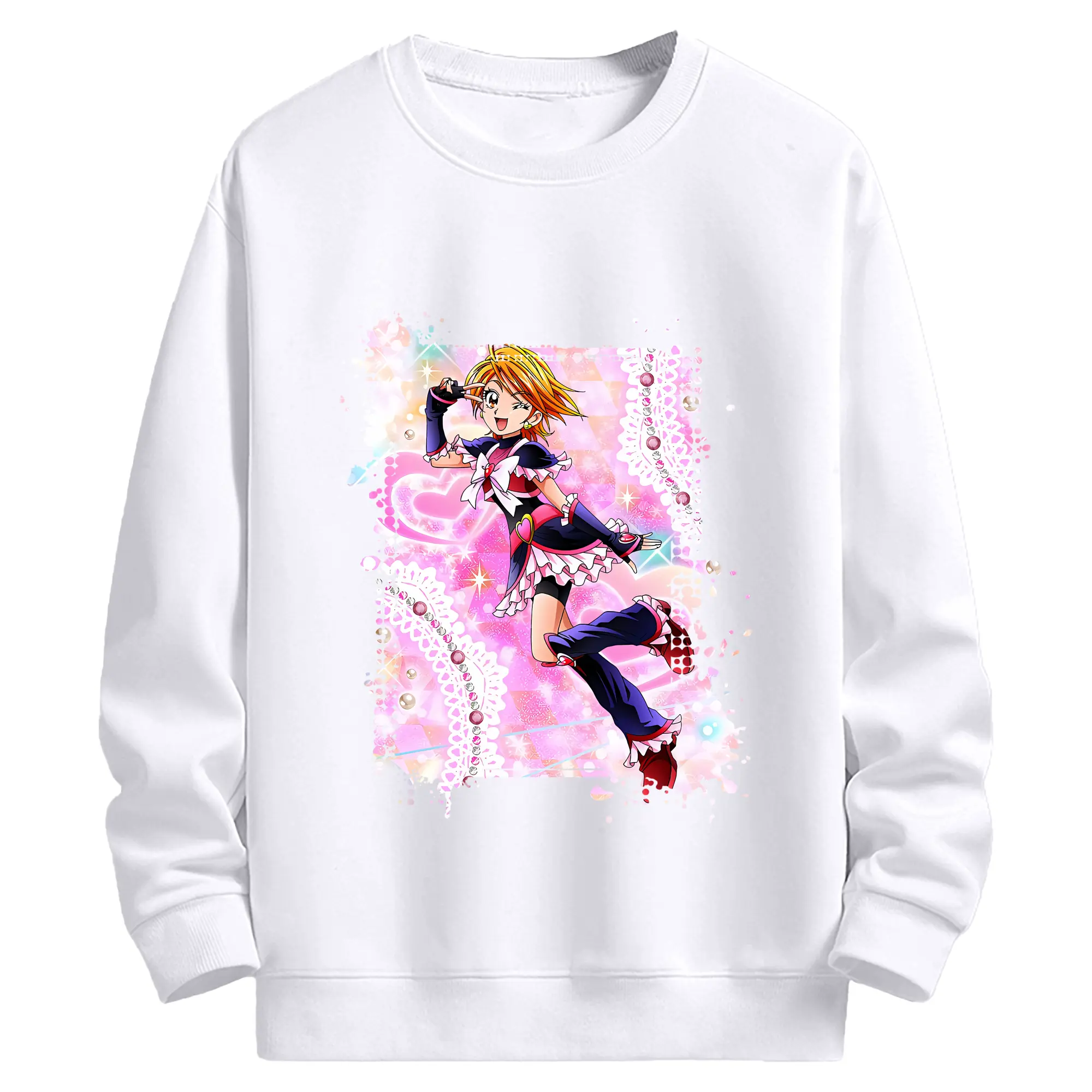 プリキュア グッズ,美墨なぎさ - 高品質 クルーネック スウェット ・ コットン59％ ポリエステル41％ ・ ユニセックス 長袖 トレーナー ・ カジュアル デイリー スポーツ 散歩用