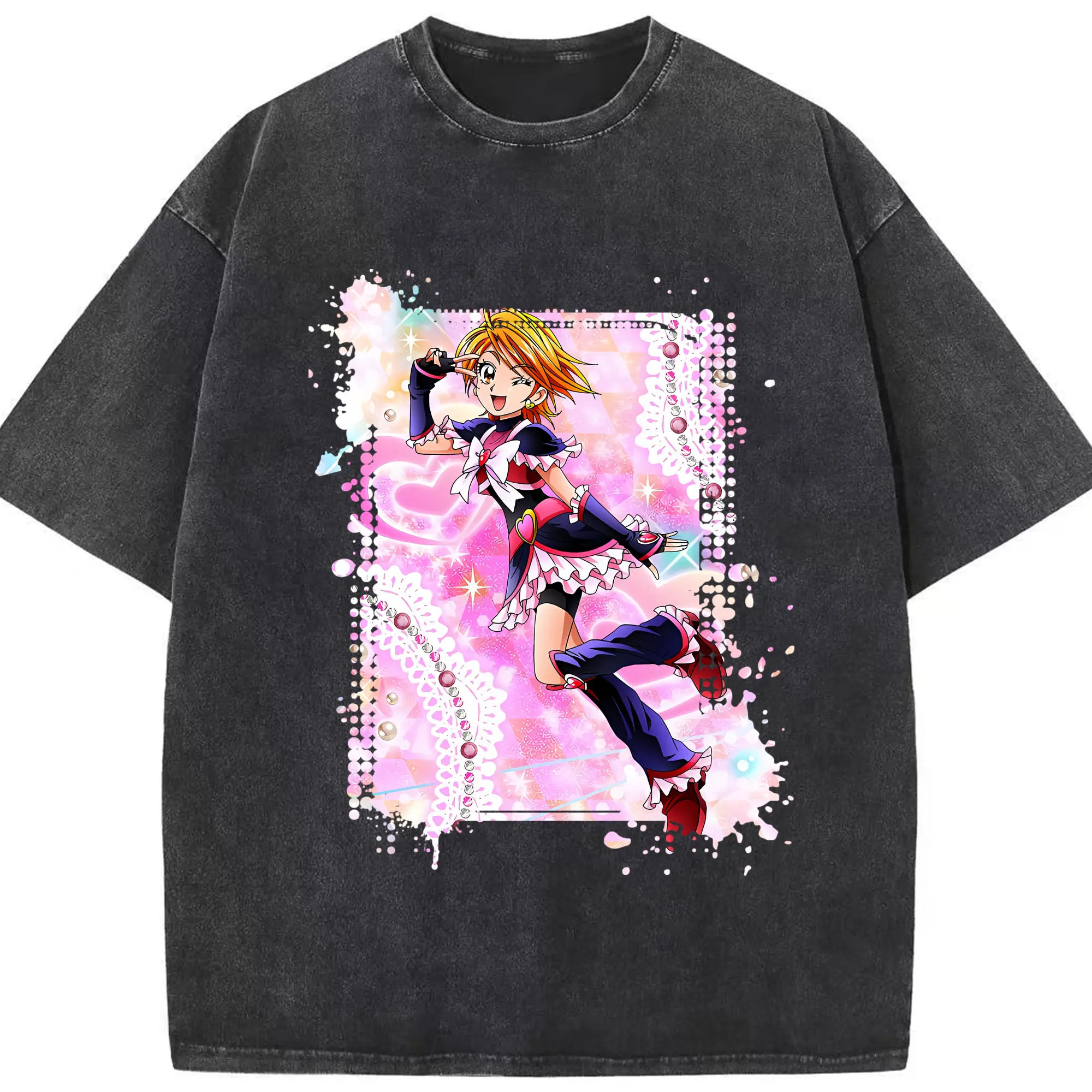 プリキュア グッズ,美墨なぎさ - 綿100％ ヴィンテージ風 半袖Tシャツ ・ フロントプリント ・ 柔らか肌触り ・ 通気性 快適 ・ スポーツ カジュアル 外出用