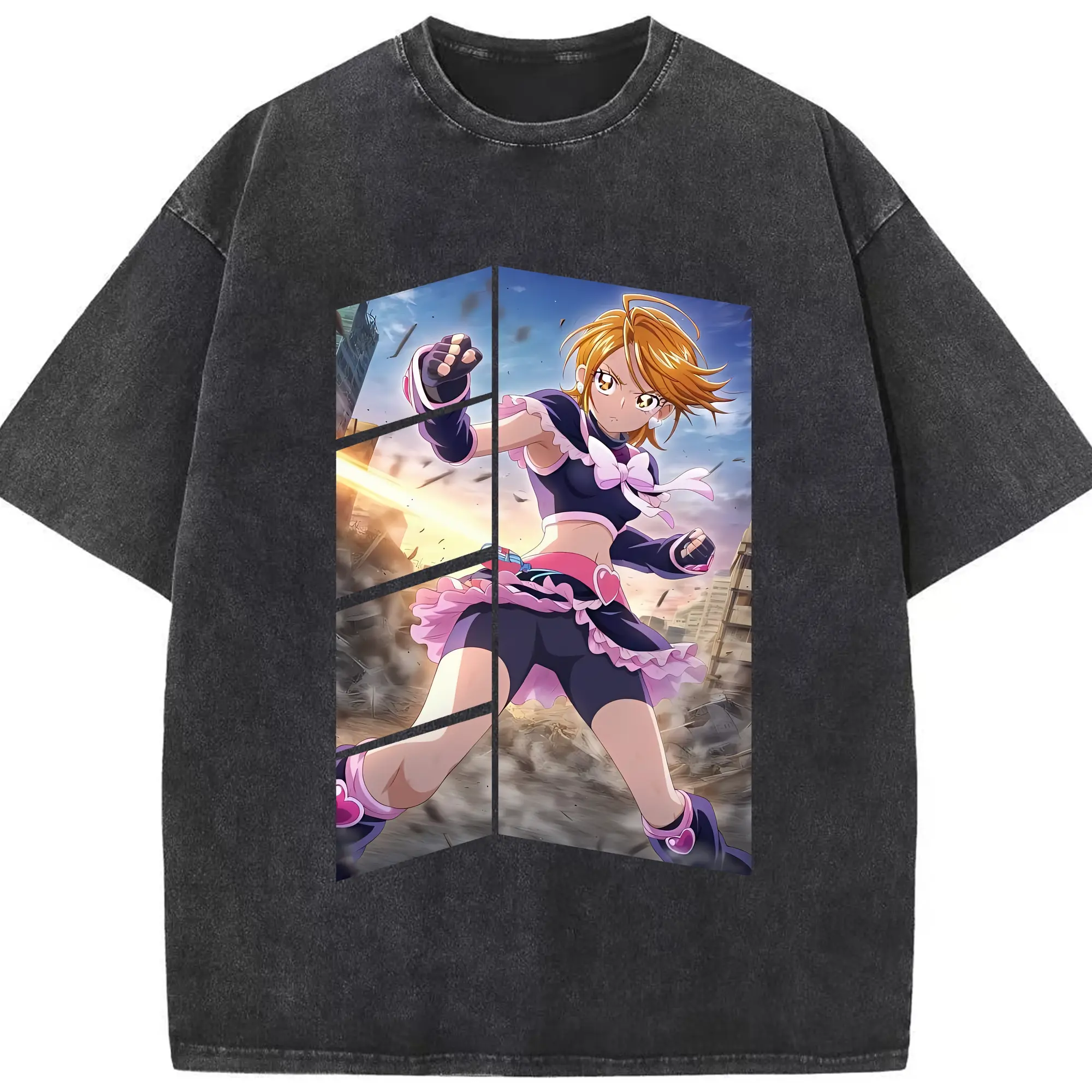 プリキュア グッズ,美墨なぎさ - 綿100％ ヴィンテージ風 半袖Tシャツ ・ フロントプリント ・ 柔らか肌触り ・ 通気性 快適 ・ スポーツ カジュアル 外出用