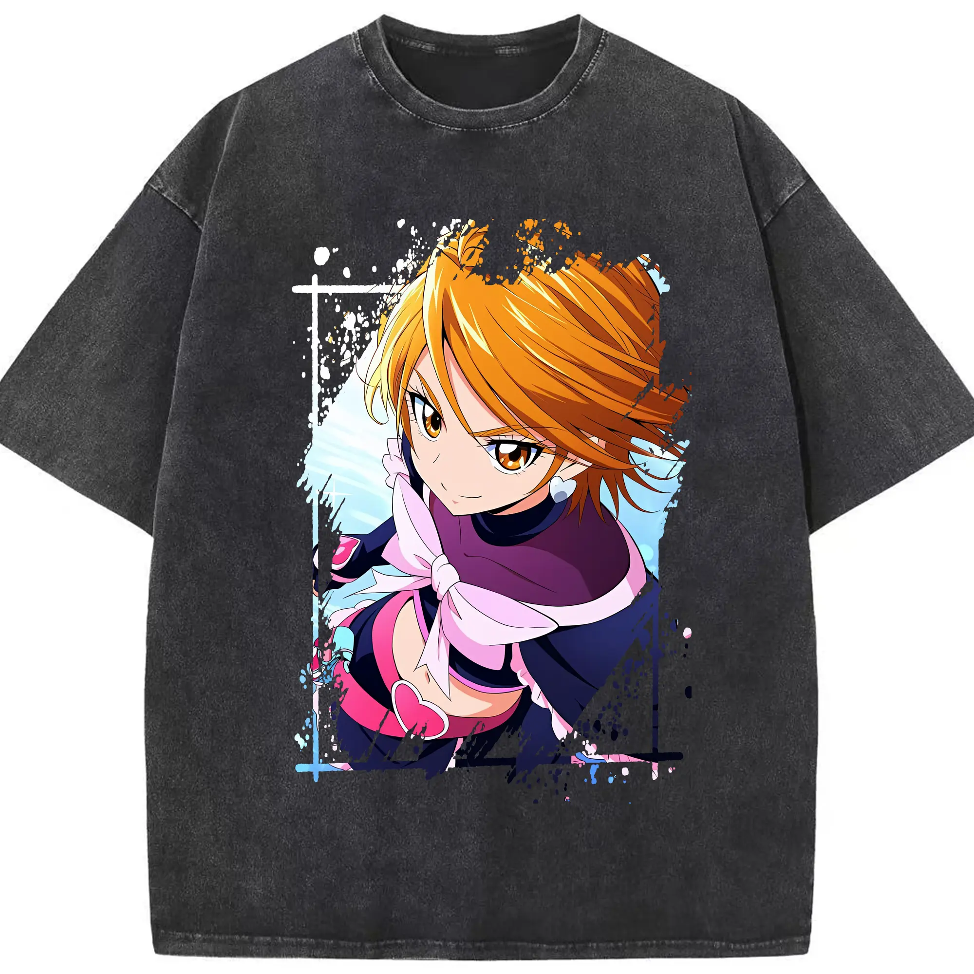 プリキュア グッズ,美墨なぎさ - 綿100％ ヴィンテージ風 半袖Tシャツ ・ フロントプリント ・ 柔らか肌触り ・ 通気性 快適 ・ スポーツ カジュアル 外出用